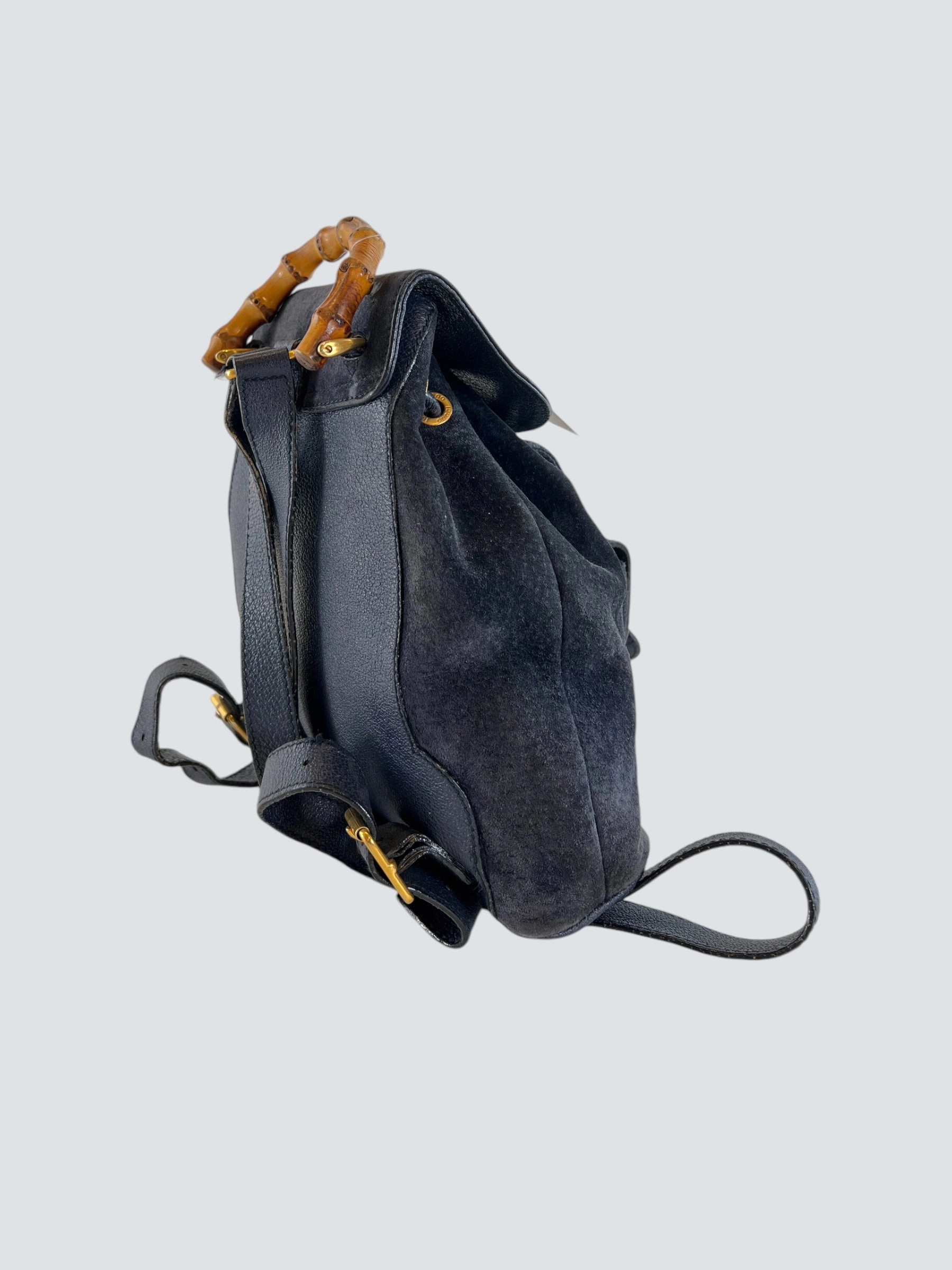 Gucci Vintage Navy Leather & Suede Small Backpack