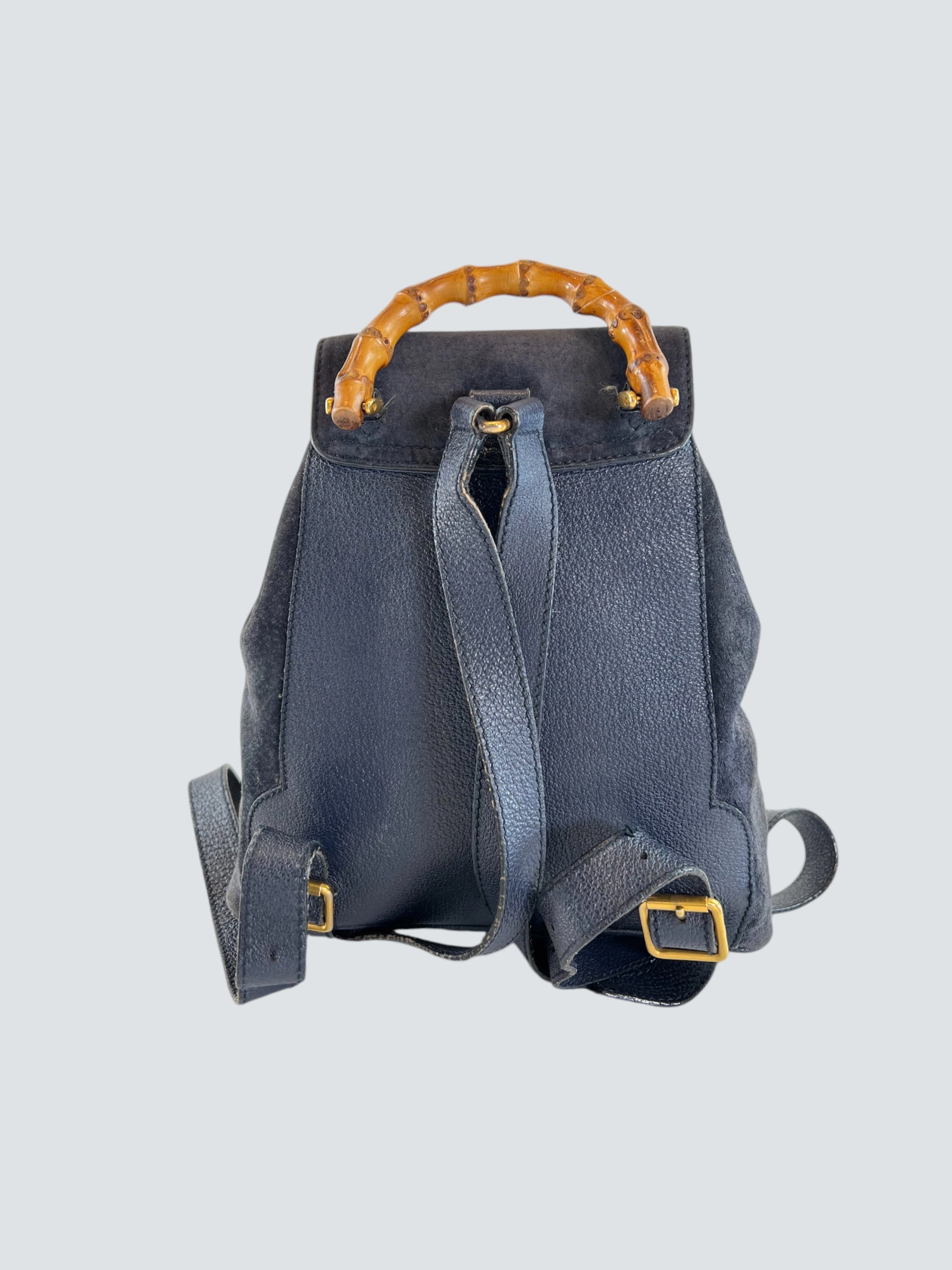 Gucci Vintage Navy Leather & Suede Small Backpack
