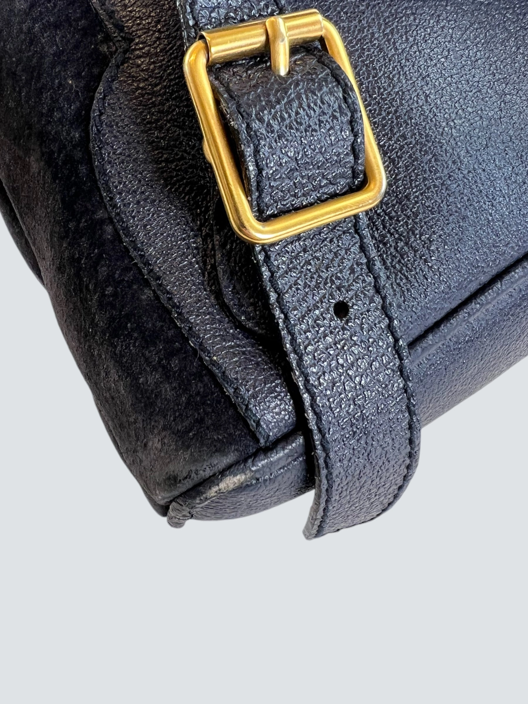 Gucci Vintage Navy Leather & Suede Small Backpack