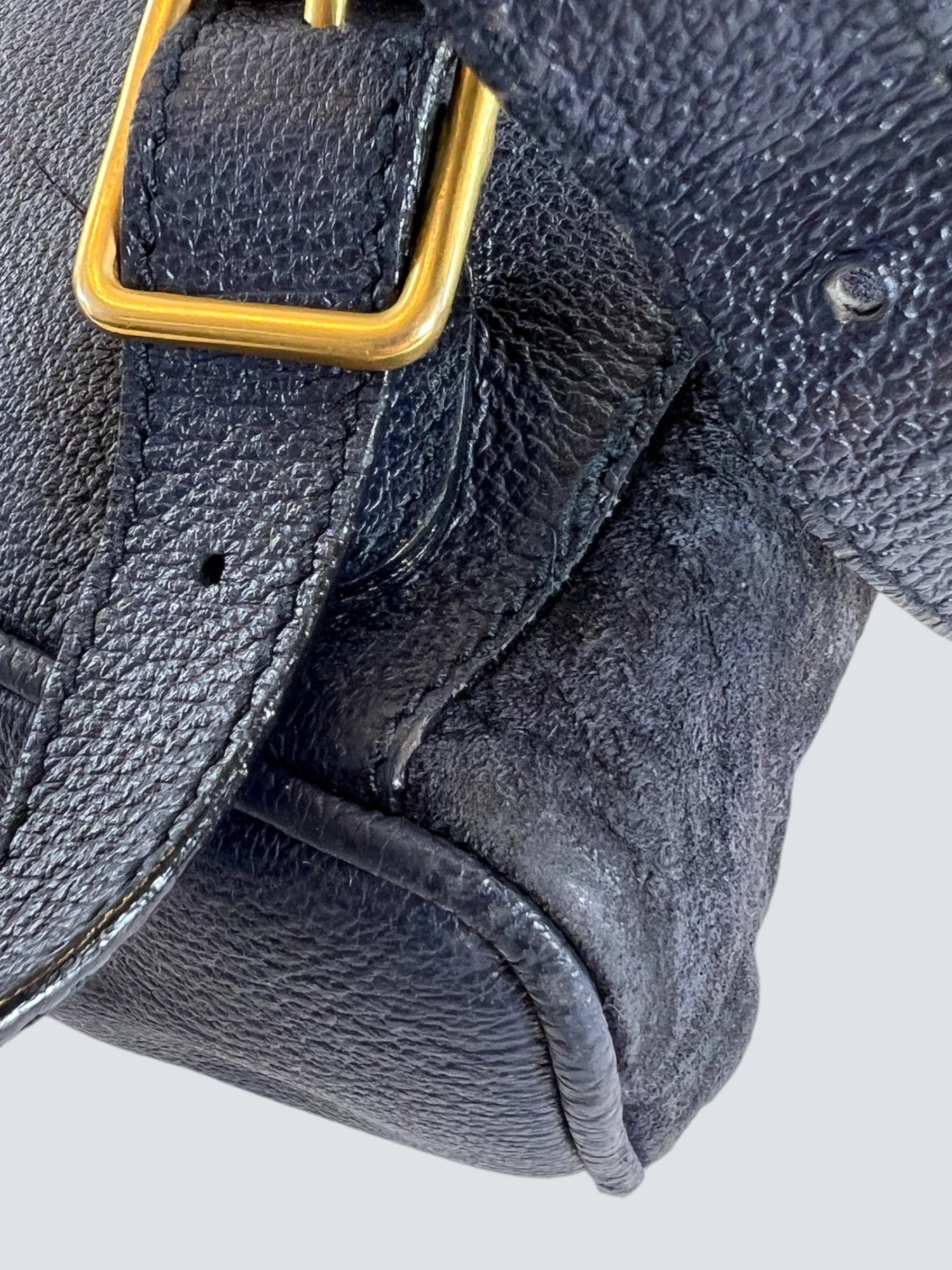 Gucci Vintage Navy Leather & Suede Small Backpack
