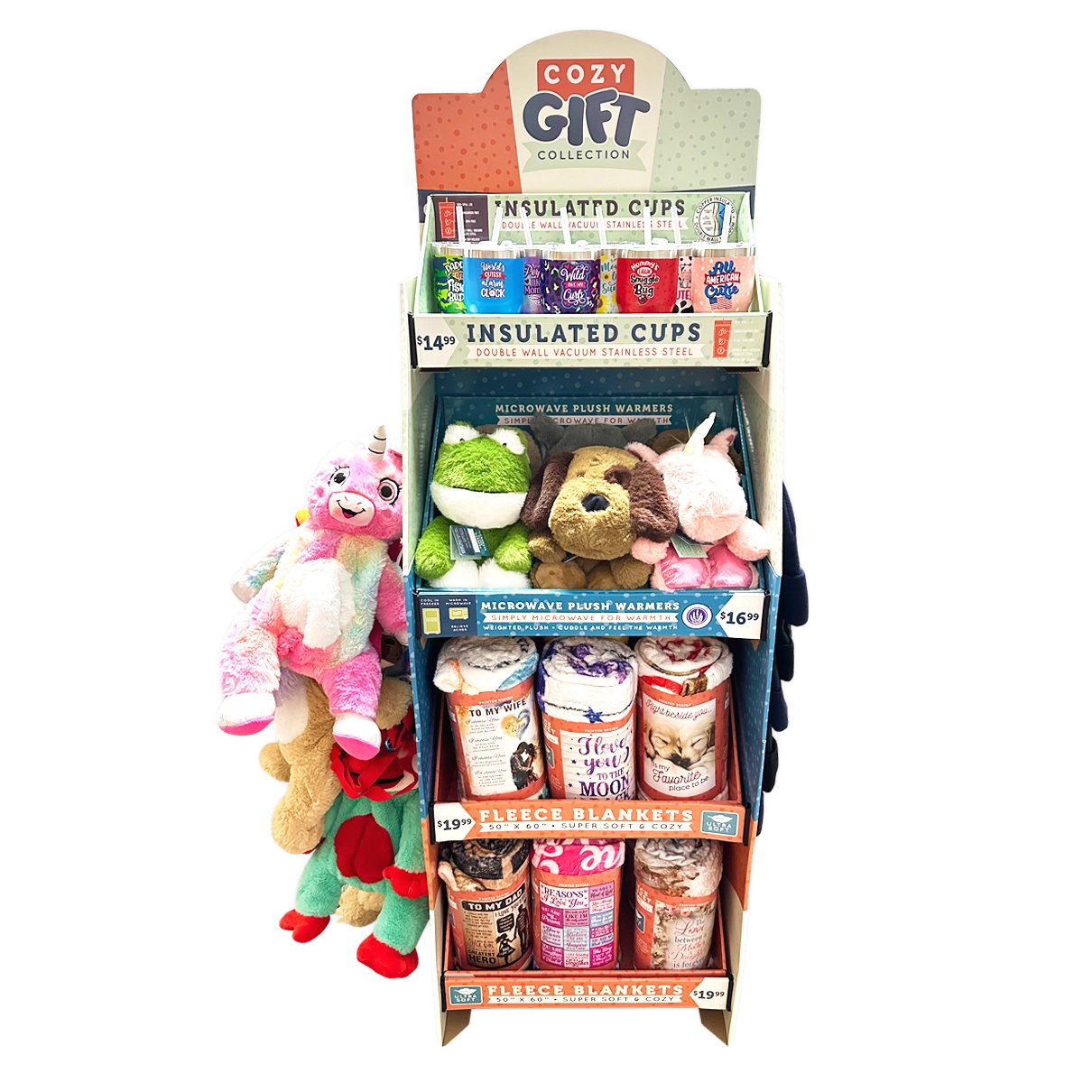 Hug 'N Sip Cup Plush Assortment Floor Display - 38 Pieces Per Retail Ready Display 88565