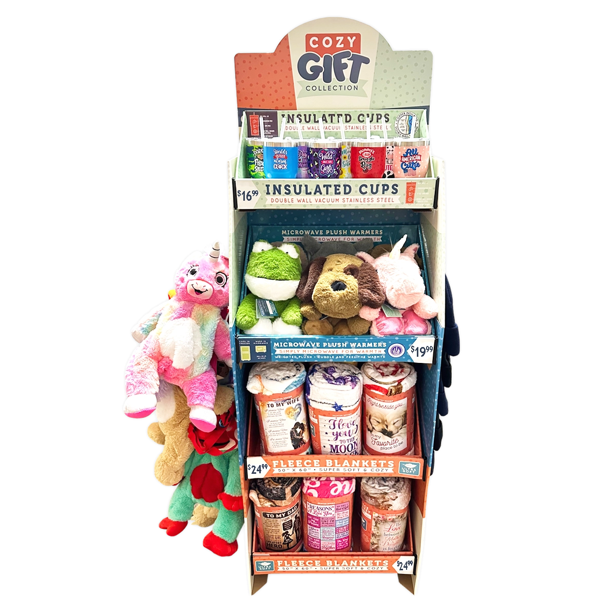 Hug 'N Sip Cup Plush Assortment Floor Display - 38 Pieces Per Retail Ready Display 88567