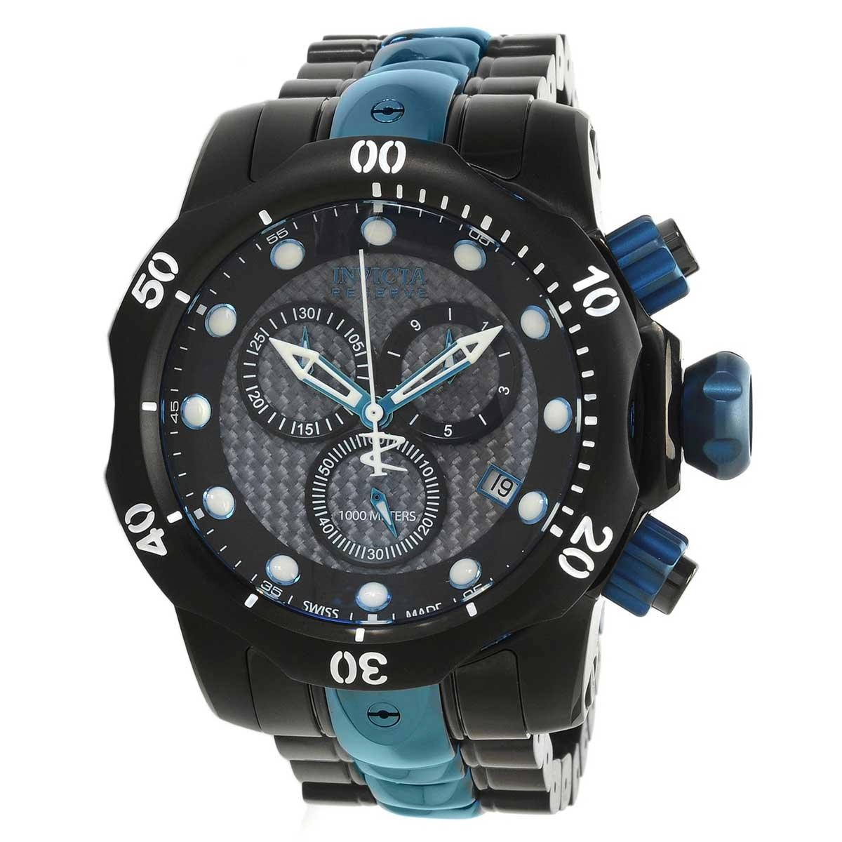 Invicta 15461 Men's Venom Reserve Carbon Fiber Black Dial Two Tone Bracelet Chrono Dive Watch