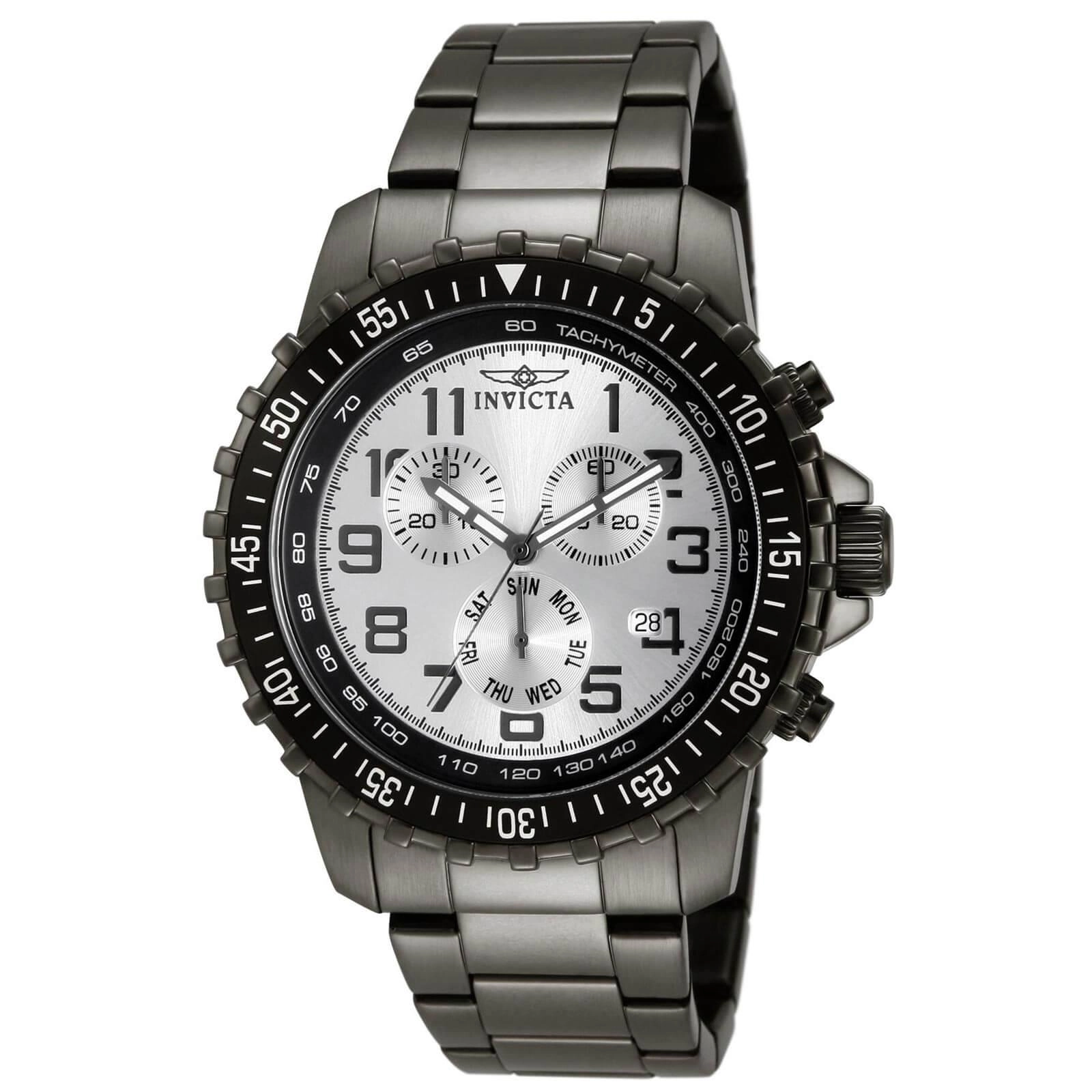 Invicta Men's Specialty Pilot Chronograph Watch - Silver Dial Gunmetal Ion Plated