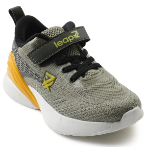 Leap7x Olive Green Sports Lacing Running Shoes For Kids COVER-02 By Liberty