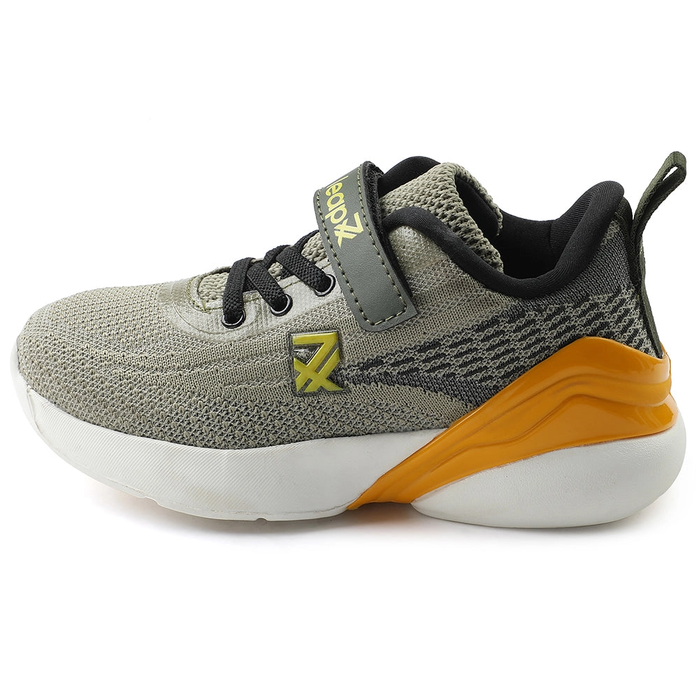 Leap7x Olive Green Sports Lacing Running Shoes For Kids COVER-02 By Liberty