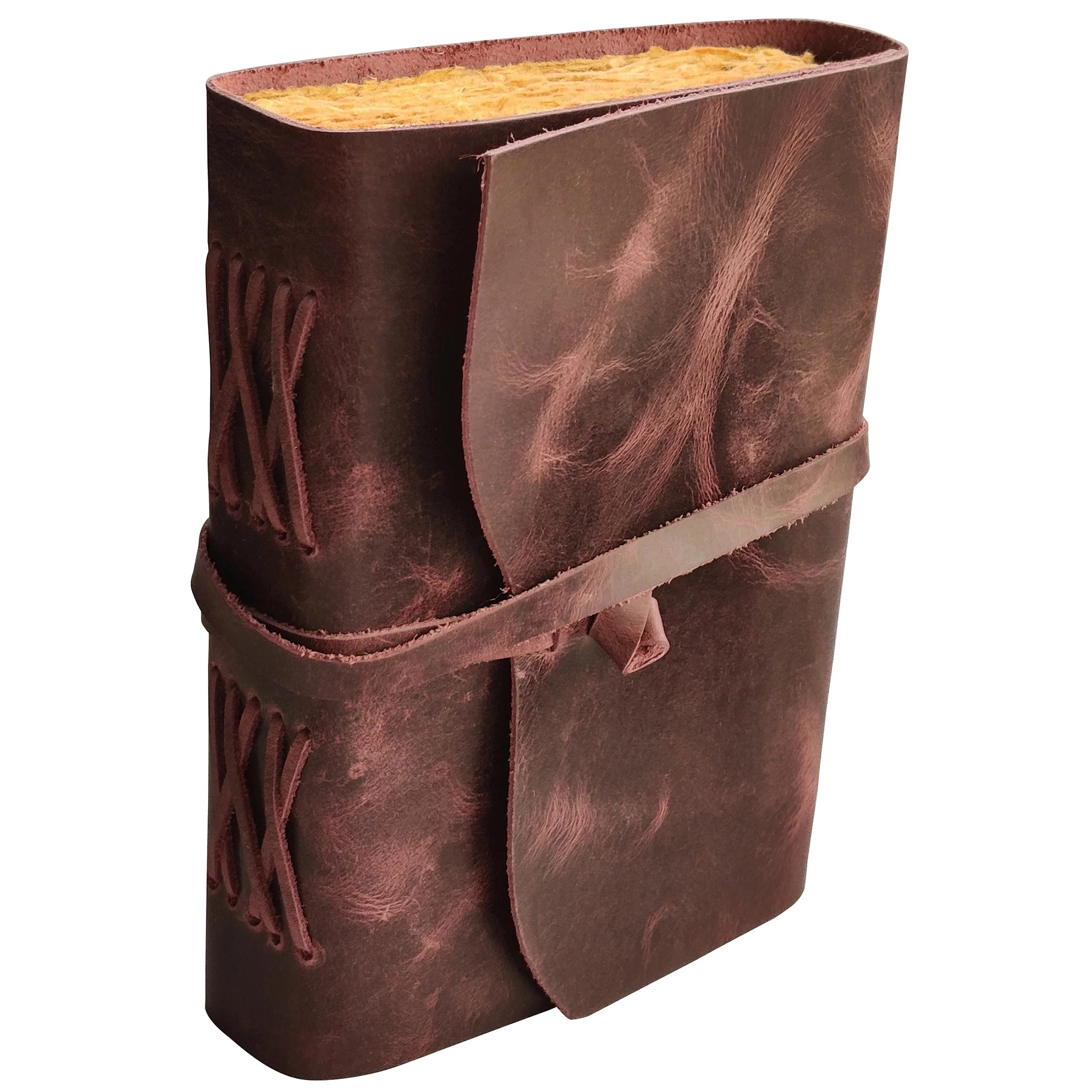 Leather Bound Journal - A5 Handmade Antique Deckle Edge Paper, Mauve