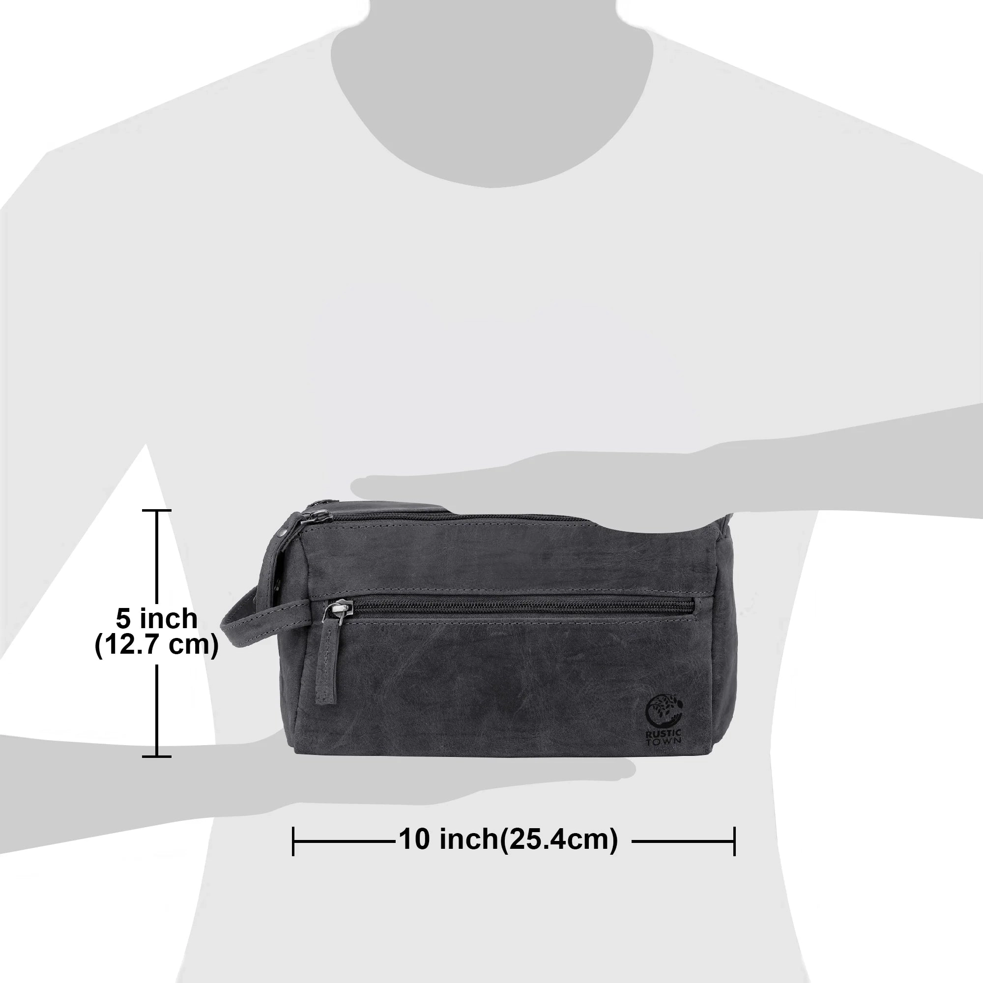 Leather Travel Toiletry Bag (Grey)