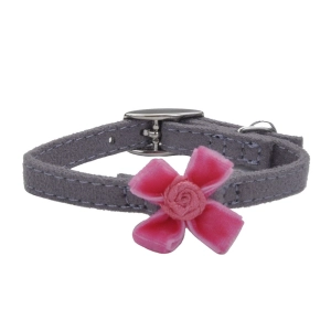 Li'l Pals® Safety Kitten Collar with Bow, Grey with Pink Bow