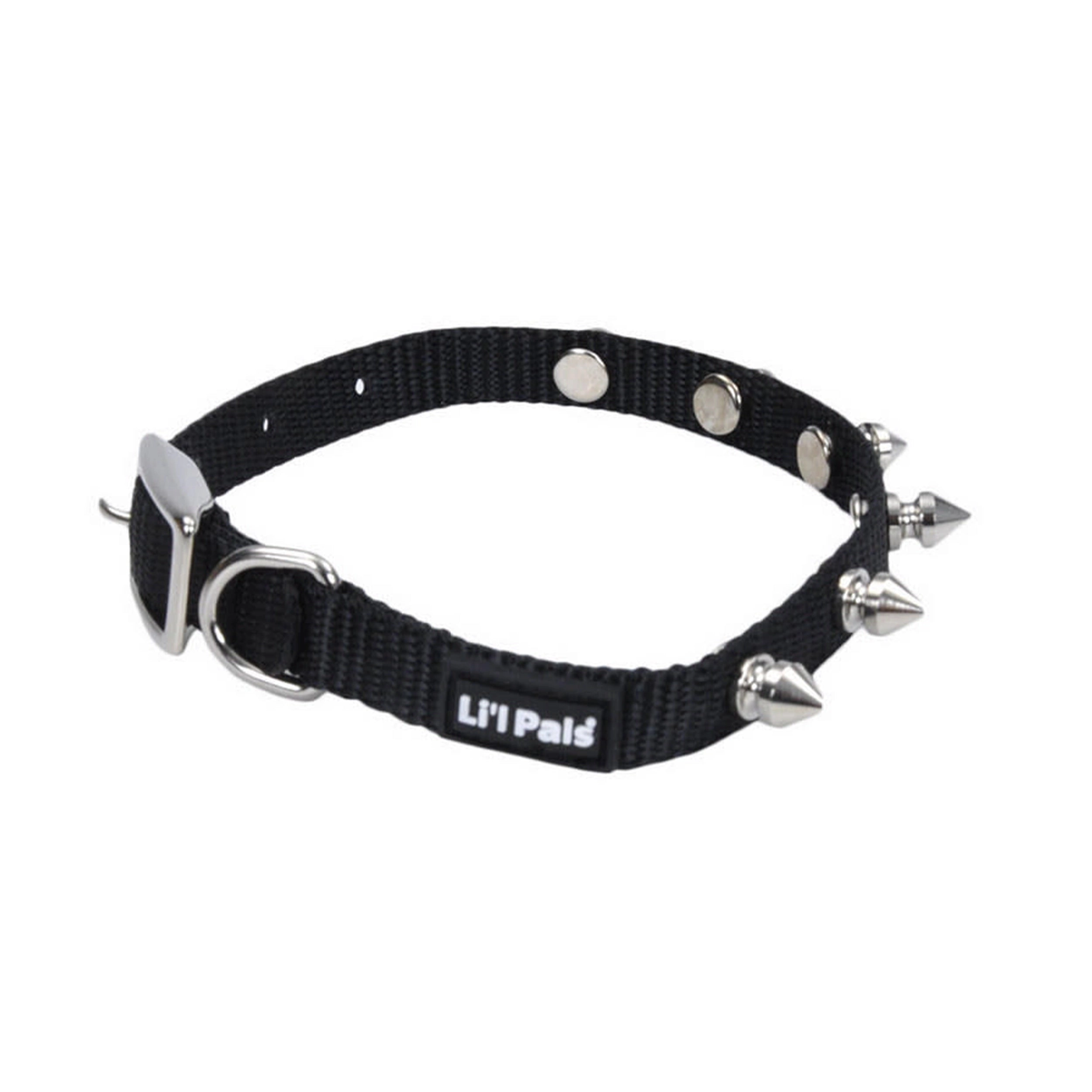 Li'l Pals® Spiked Nylon Dog Collar, Black, Petite Small