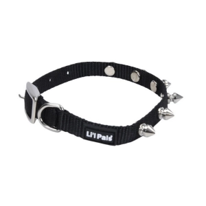 Li'l Pals® Spiked Nylon Dog Collar, Black, Petite Small