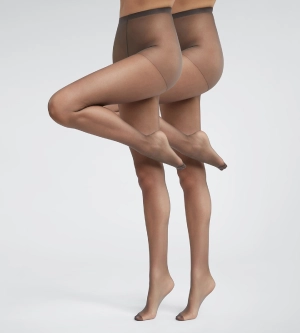Lot de 2 collants transparents en Lycra renforcé Gris Ultra Resist