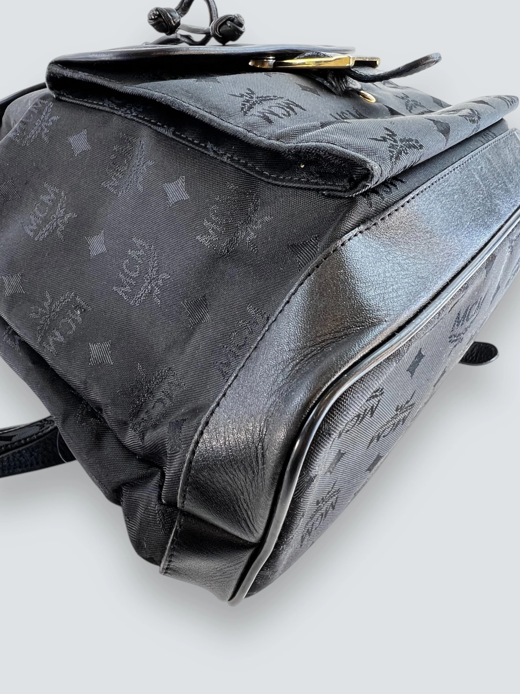 MCM Black Vintage Nylon Logogram Backpack