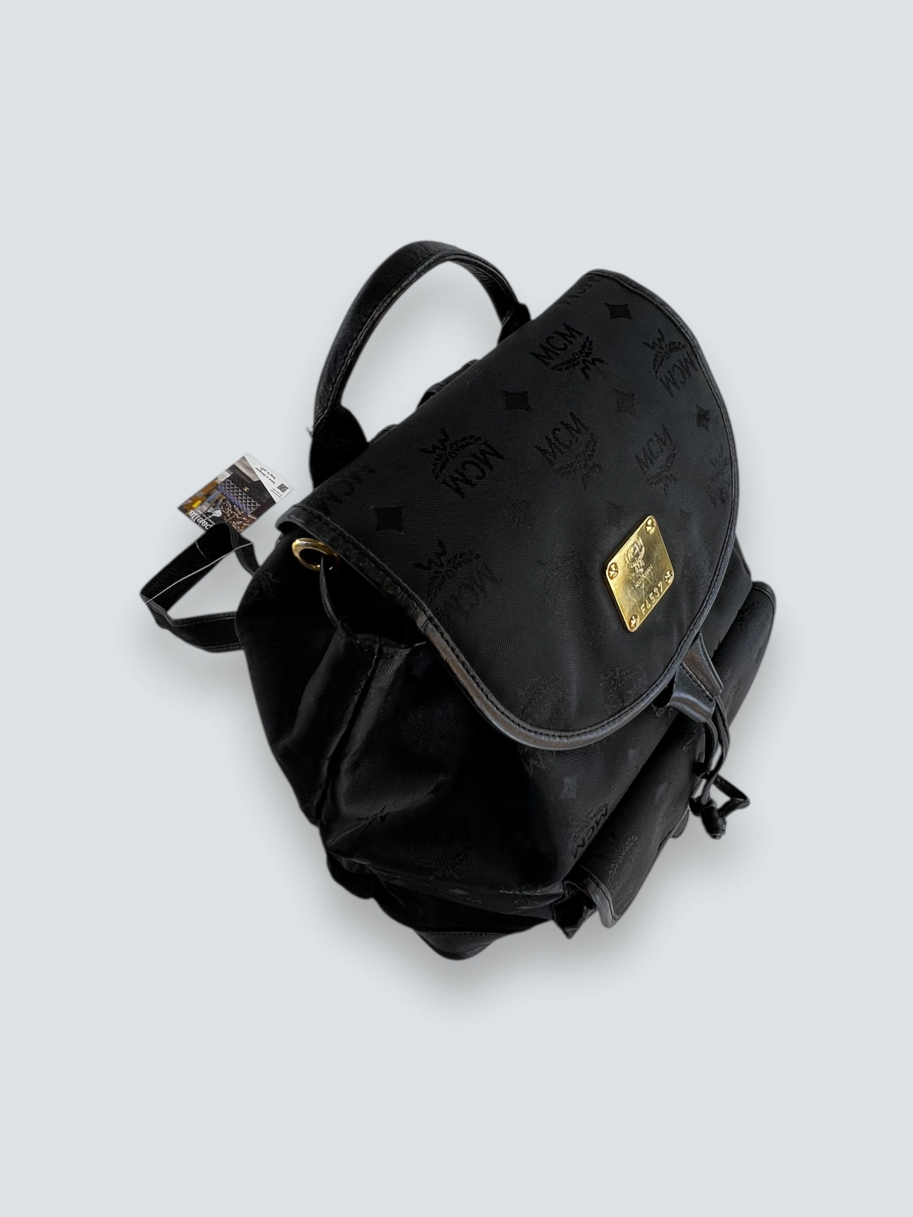 MCM Black Vintage Nylon Logogram Backpack