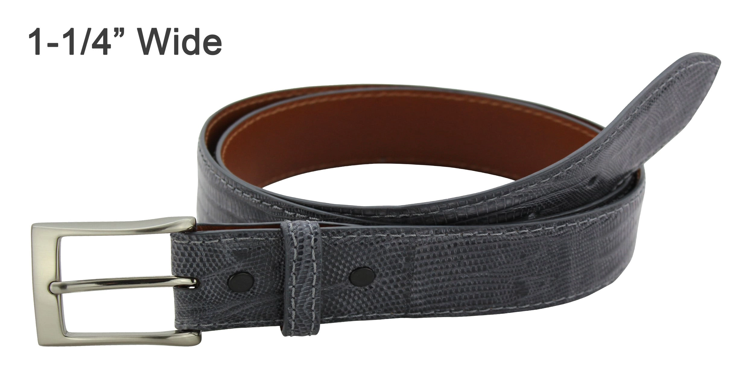 Men's Gray Lizard Skin Designer Full Grain Leather Belt **Made To Order Allow 5 To 6 Weeks To Ship