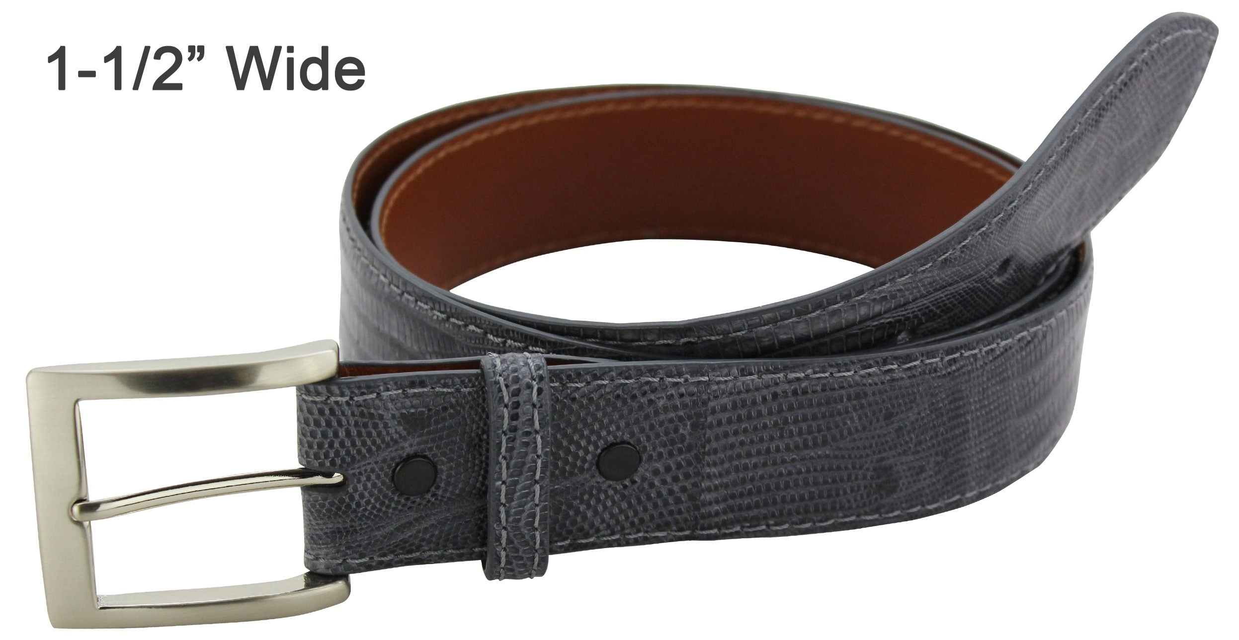 Men's Gray Lizard Skin Designer Full Grain Leather Belt **Made To Order Allow 5 To 6 Weeks To Ship