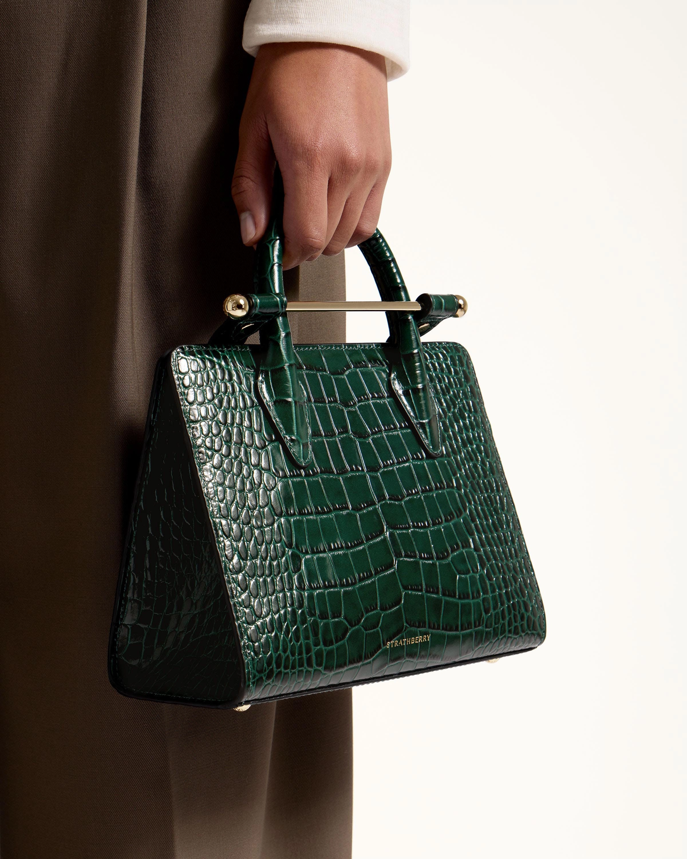 Mini Tote - Croc-Embossed Bottle Green