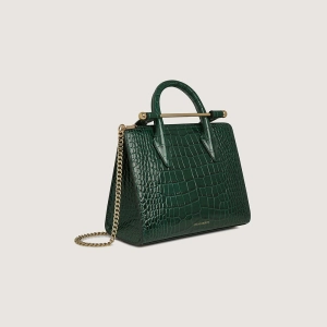 Mini Tote - Croc-Embossed Bottle Green