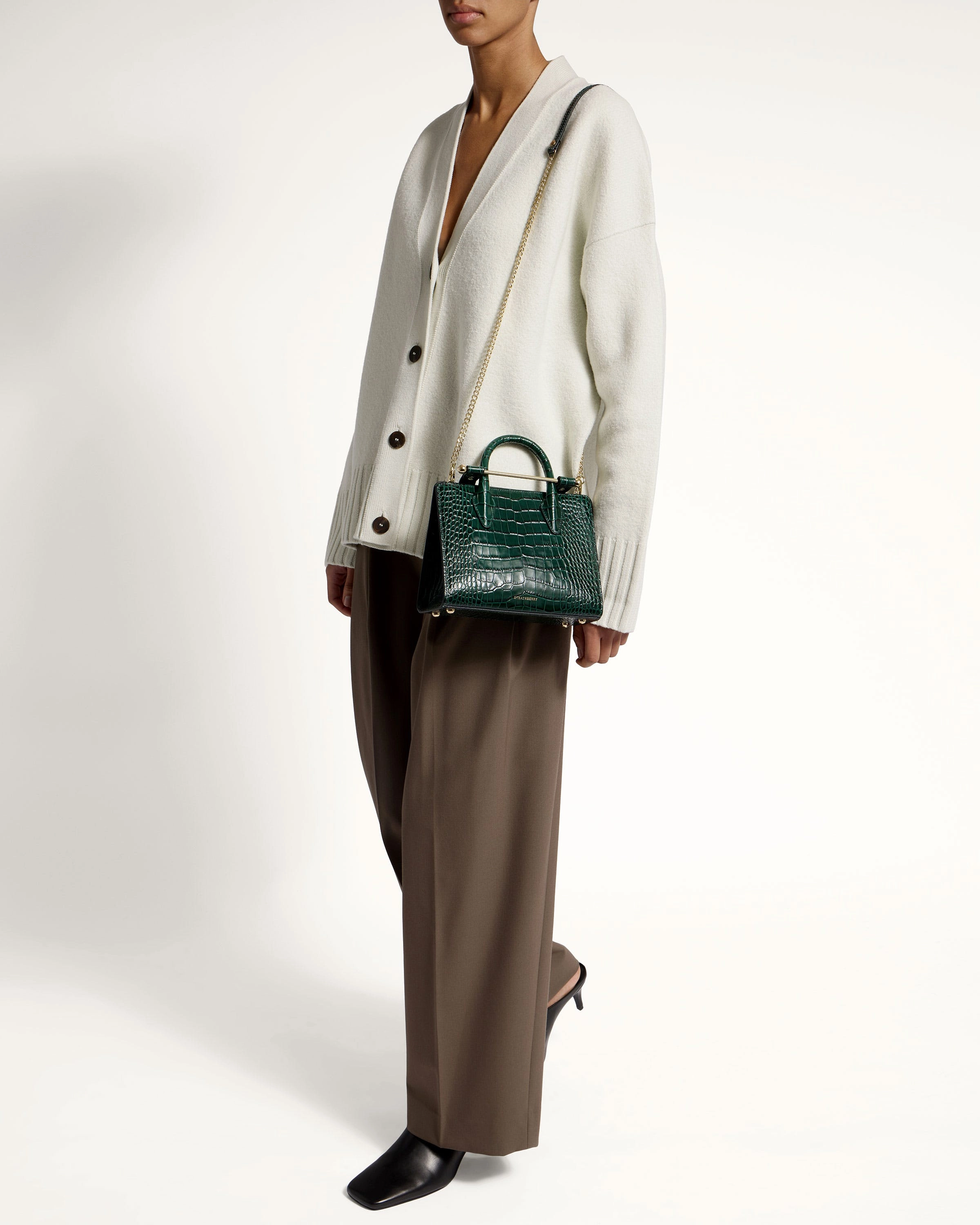 Mini Tote - Croc-Embossed Bottle Green