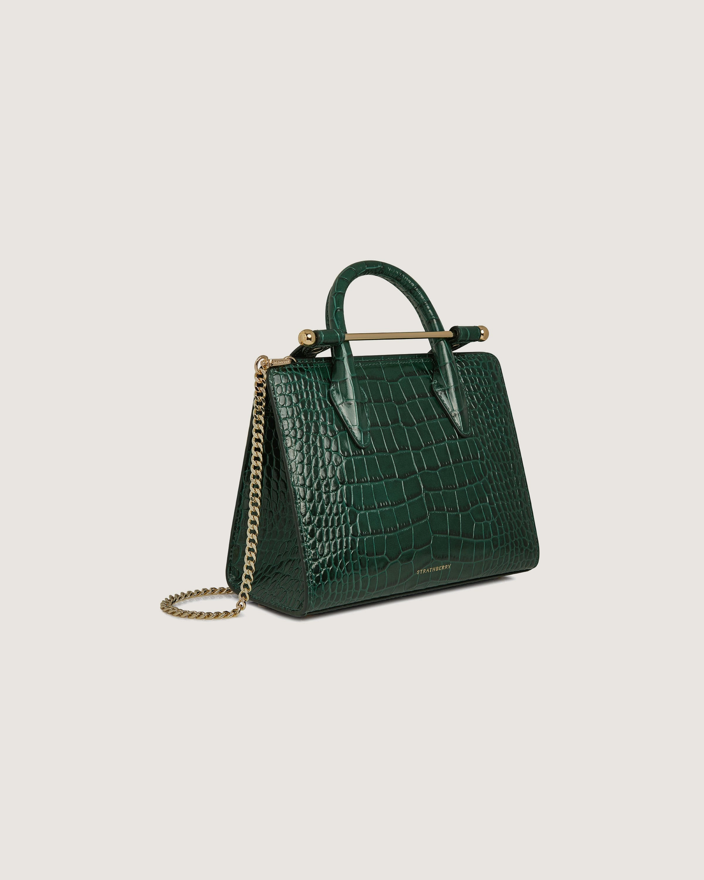 Mini Tote - Croc-Embossed Bottle Green
