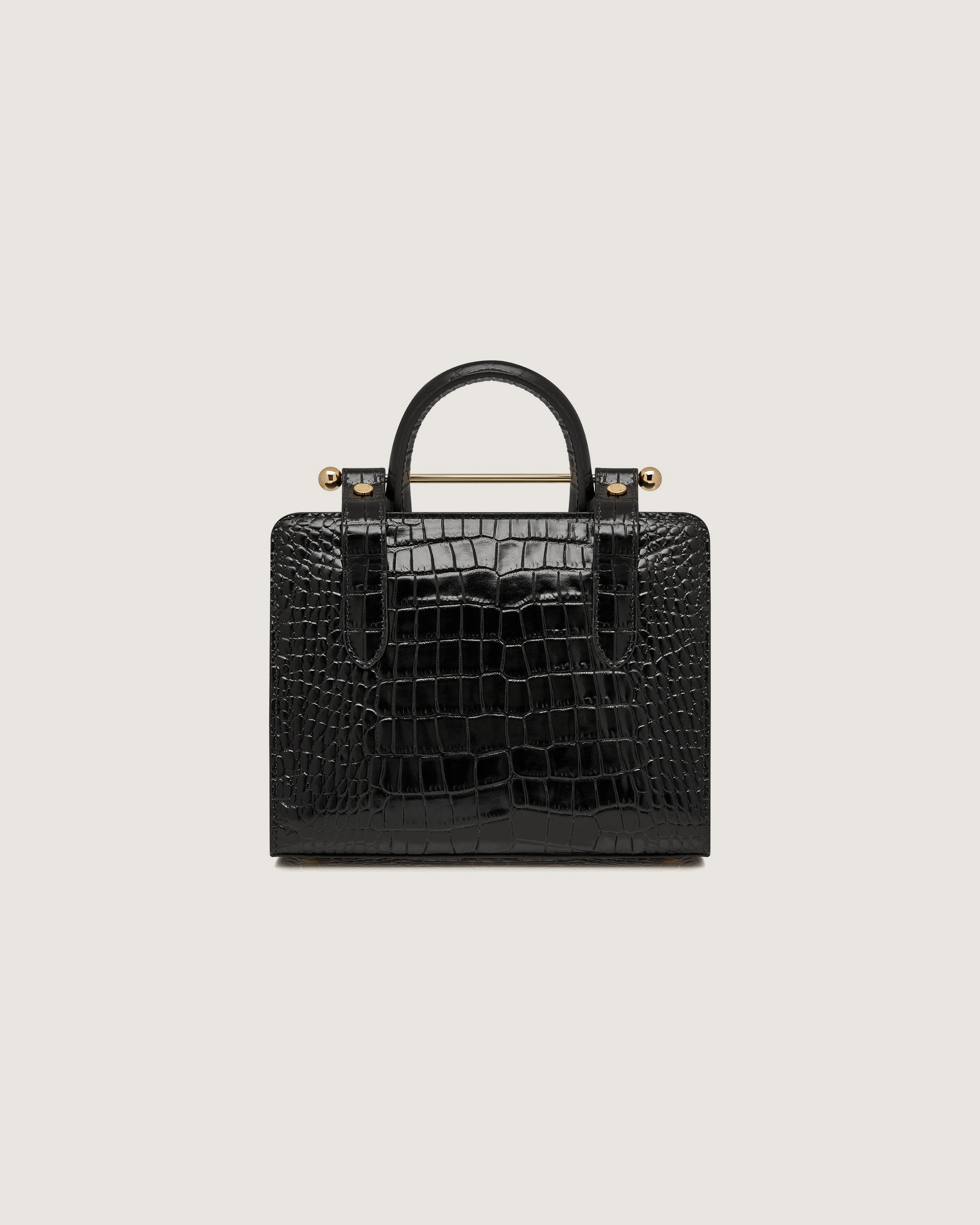 Mini Tote - Croc-Embossed Leather Black