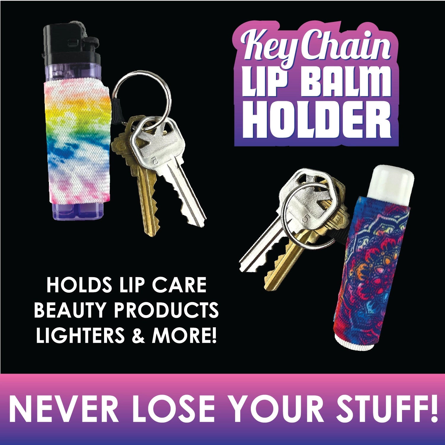Neoprene Lighter Case Key Chain - 12 Pieces Per Retail Ready Display 23036