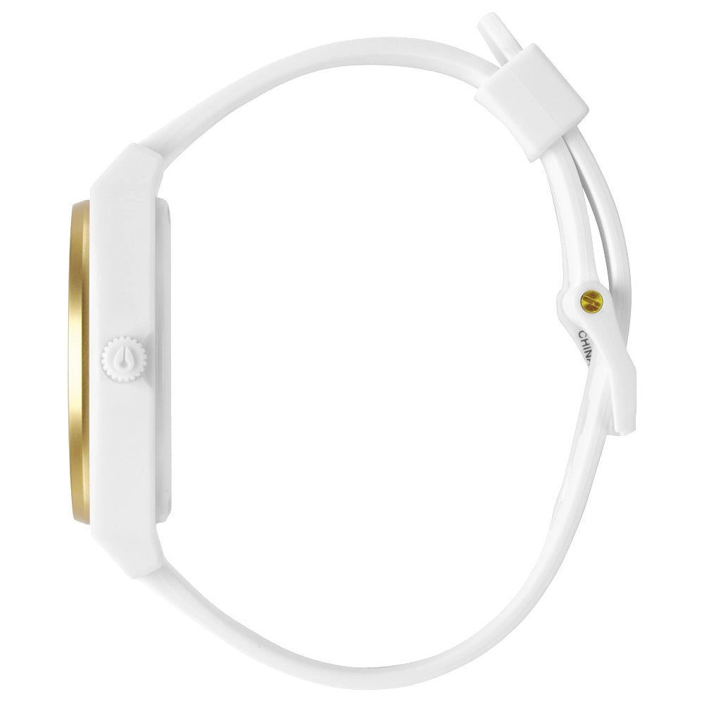 Nixon A1191297 Men's The Time Teller P Gold Ano White Dial Plastic Strap Watch