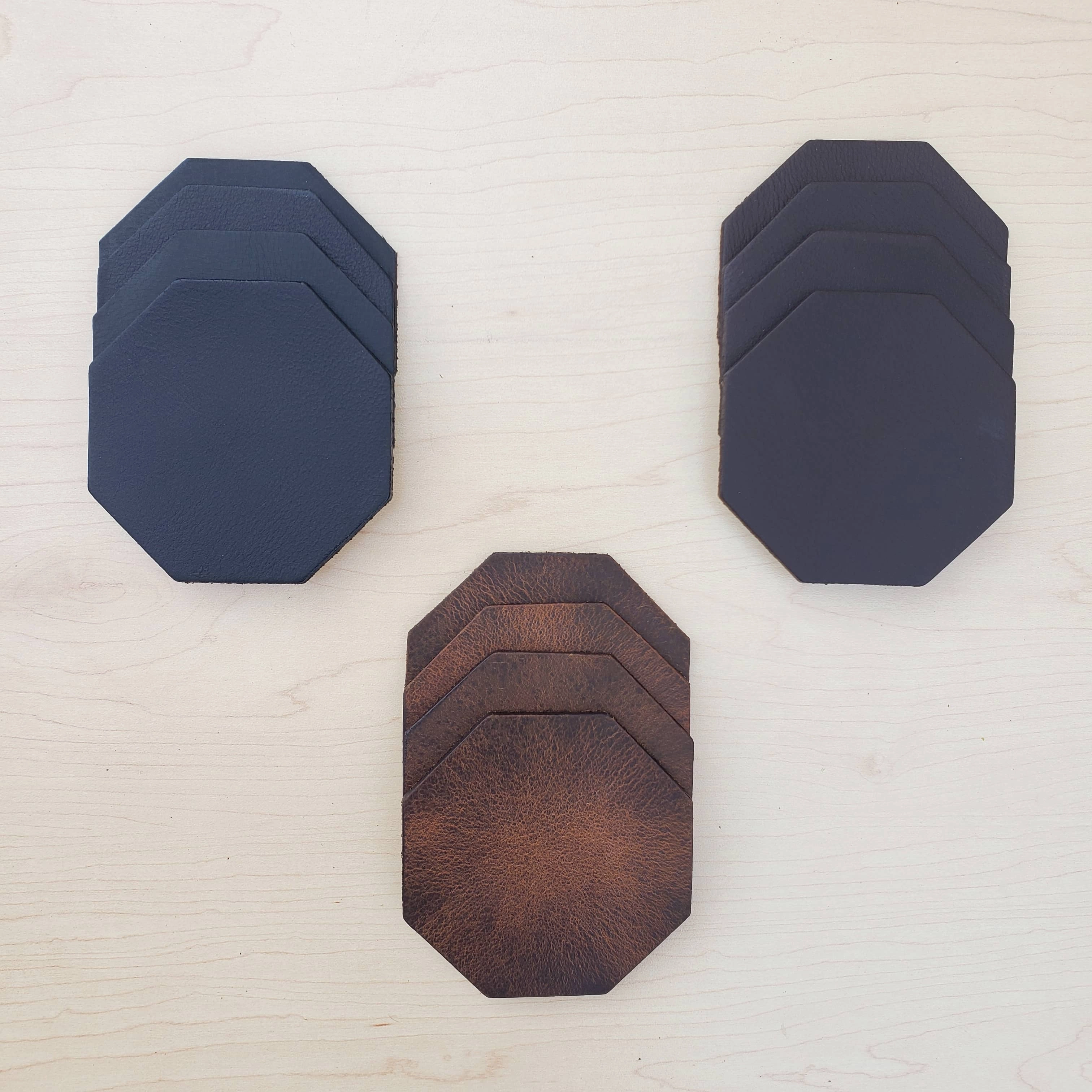 Octagon Leather Coasters - Made in Canada