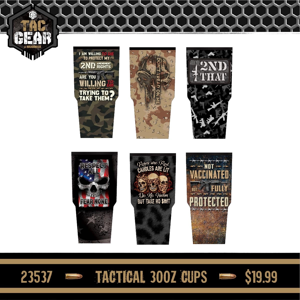 Patriotic Tac Gear Hat and Insulated Cup Assortment Floor Display - 72 Pieces Per Retail Ready Display 88448