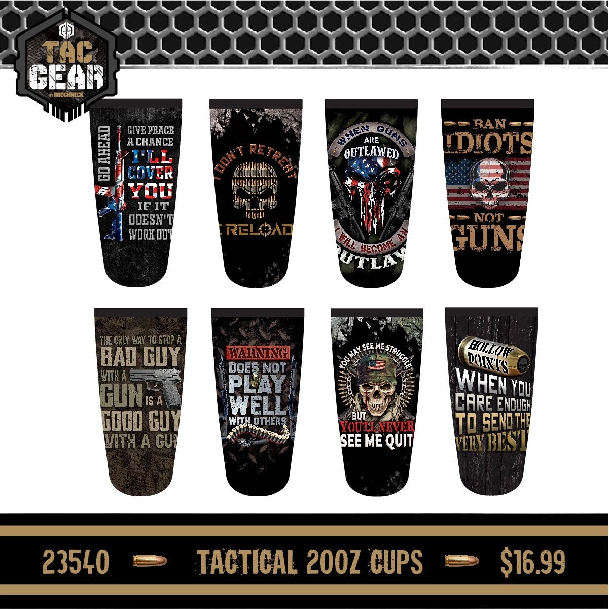 Patriotic Tac Gear Hat and Insulated Cup Assortment Floor Display - 72 Pieces Per Retail Ready Display 88448