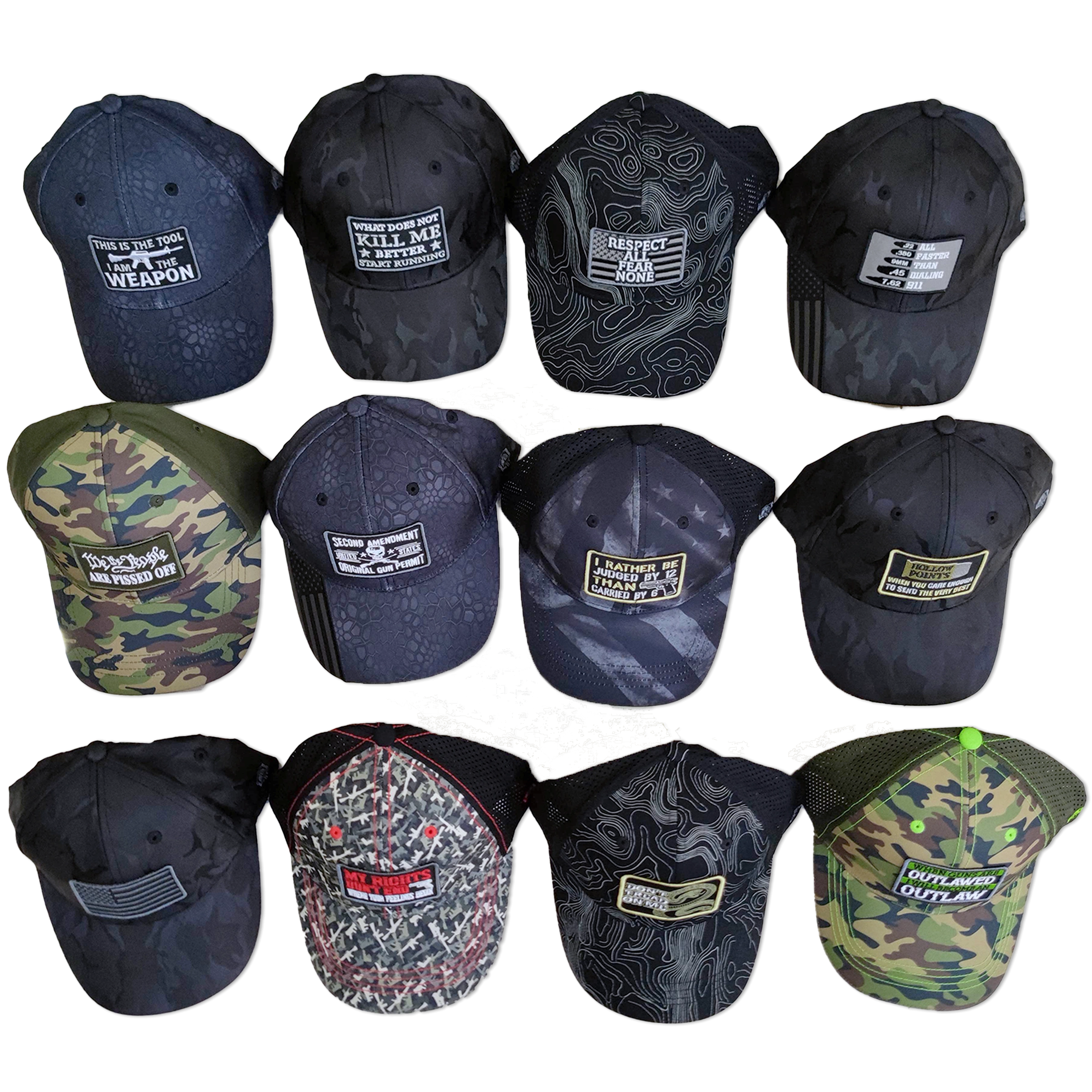 Patriotic Tac Gear Hat and Insulated Cup Assortment Floor Display - 72 Pieces Per Retail Ready Display 88448