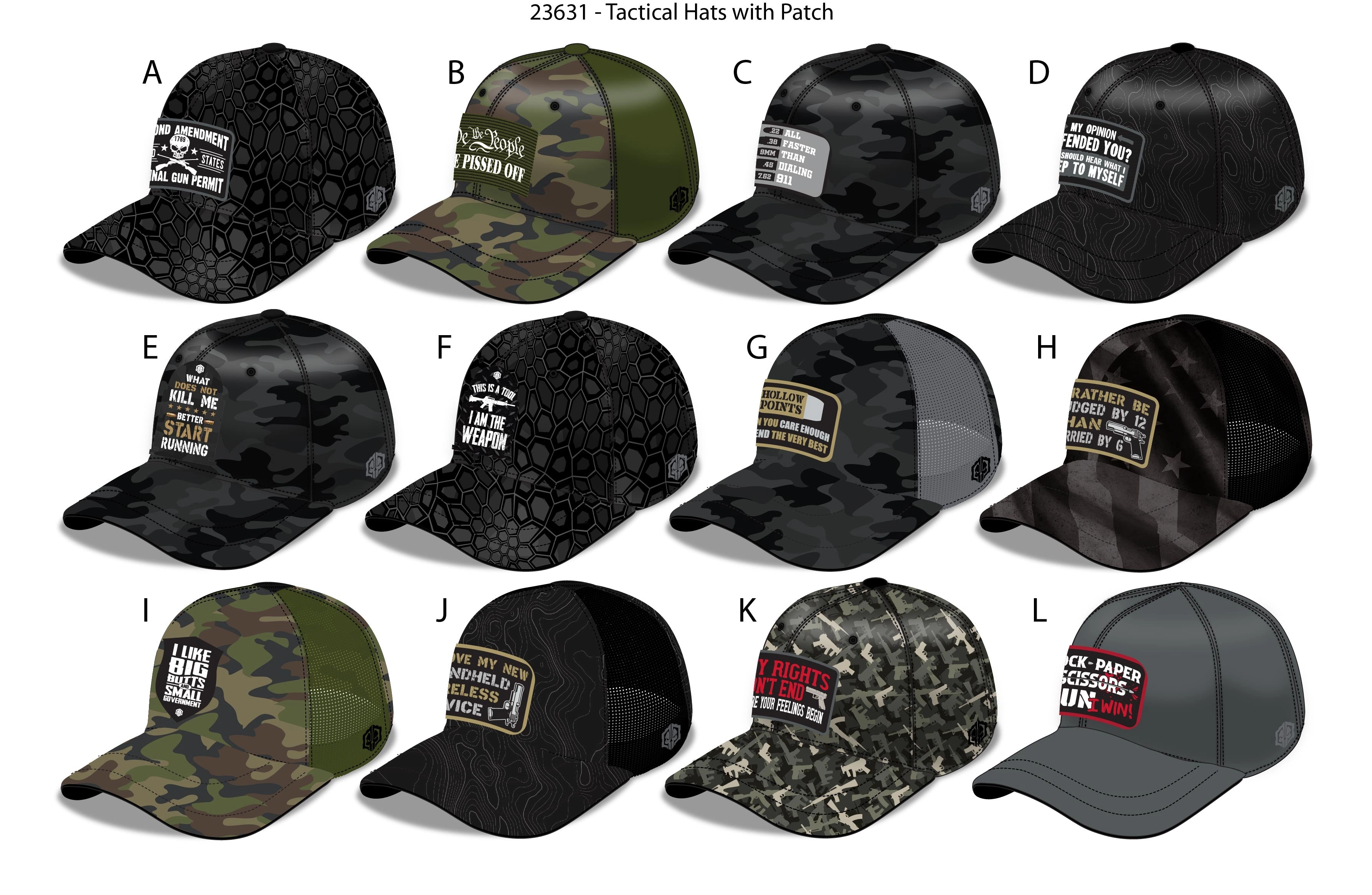Patriotic Tac Gear Hat and Insulated Cup Assortment Floor Display - 72 Pieces Per Retail Ready Display 88448