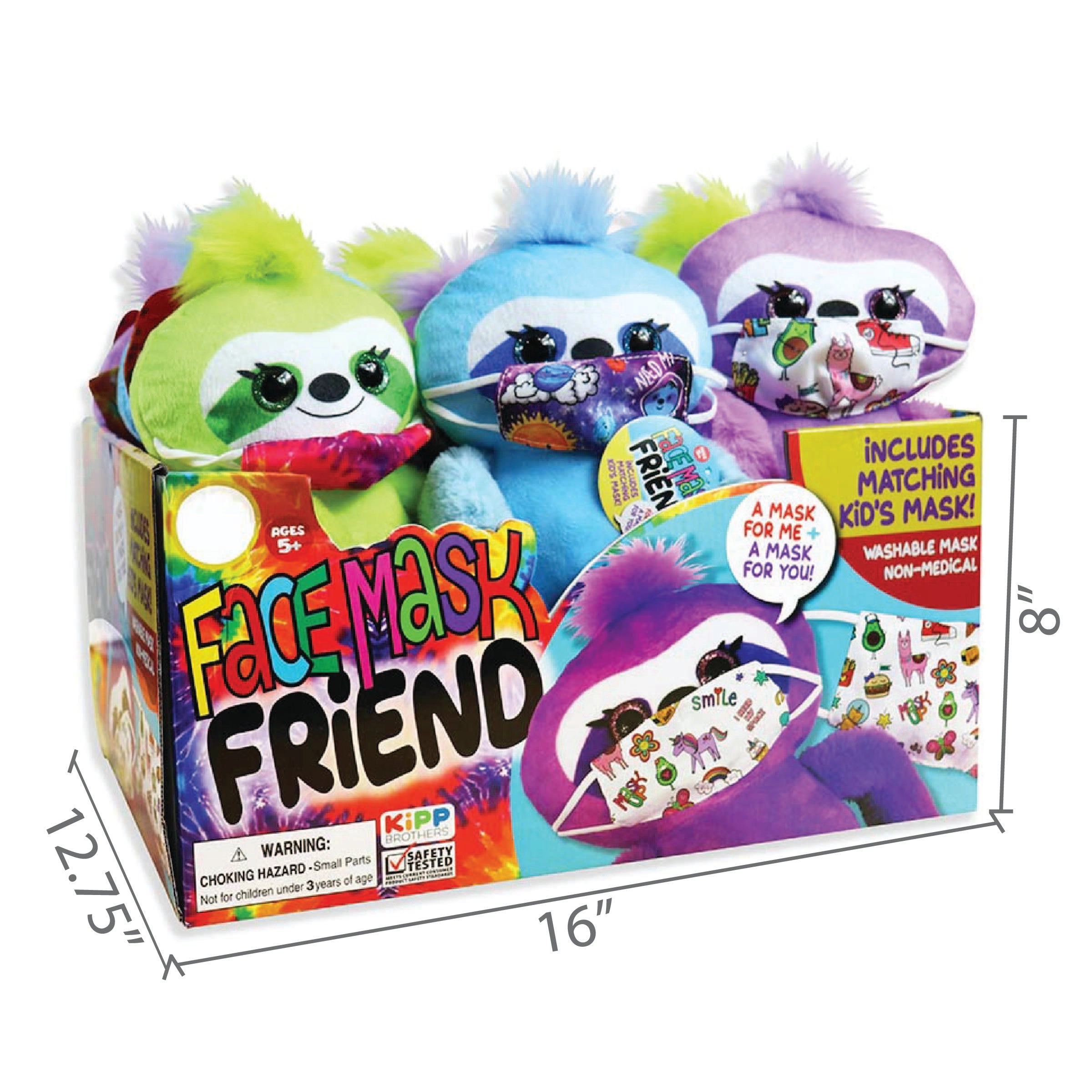 Plush Long Arm Sloth W/Mask 12 Pieces Per Retail Ready Display 22055