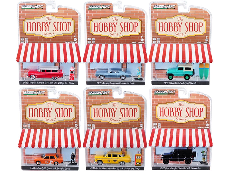 "The Hobby Shop" Set of 6 pieces Series 7 1/64 Diecast Model Cars by Greenlight
