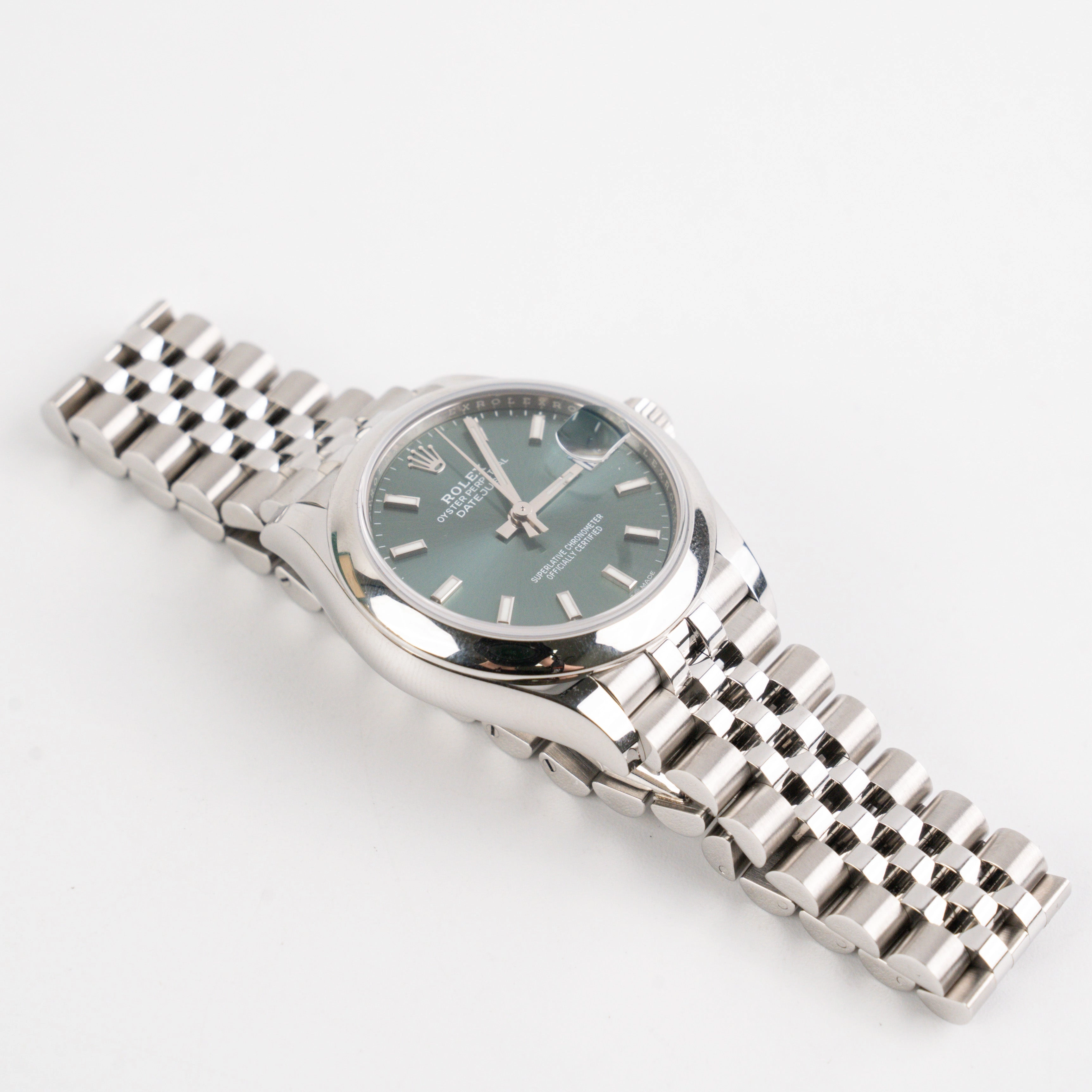 Rolex Date Just 31MM Mint Green Watch
