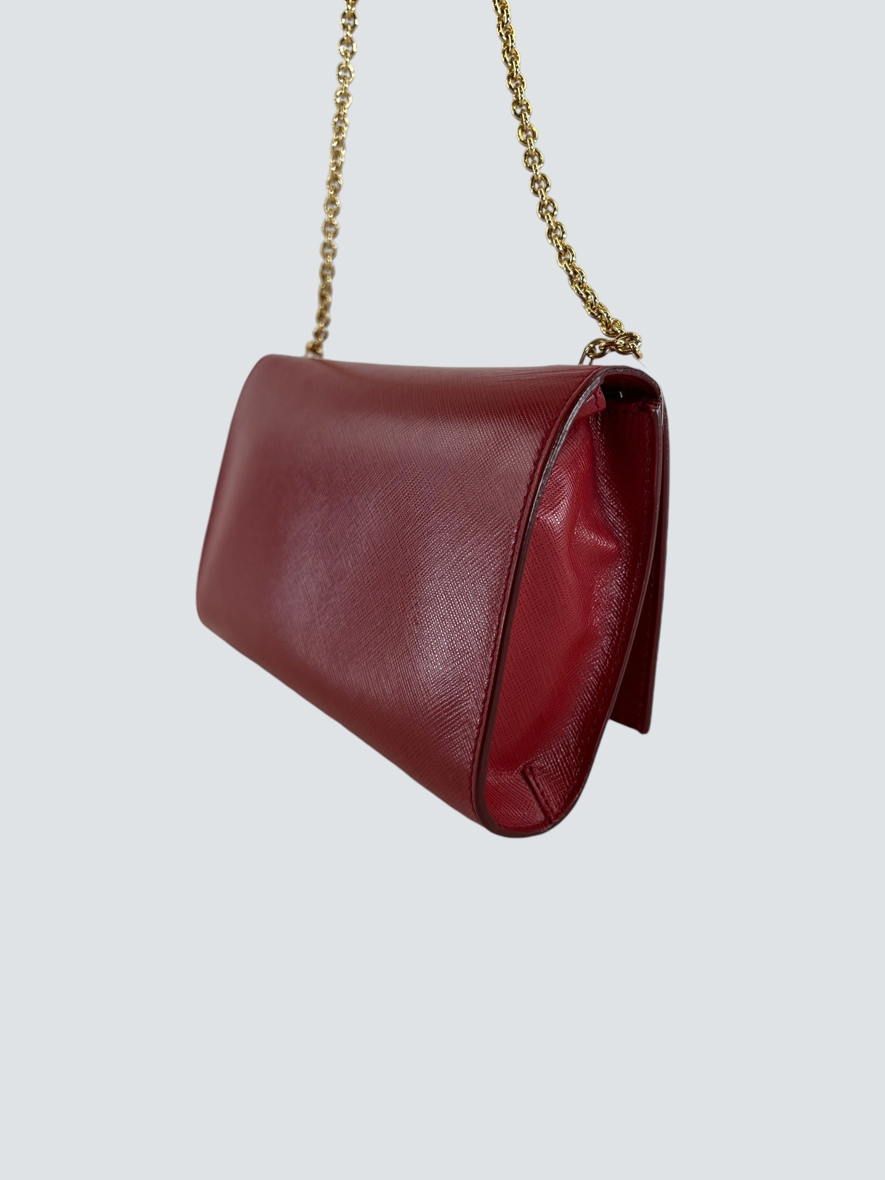 Salvatore Ferragamo Red Leather Crossbody Clutch