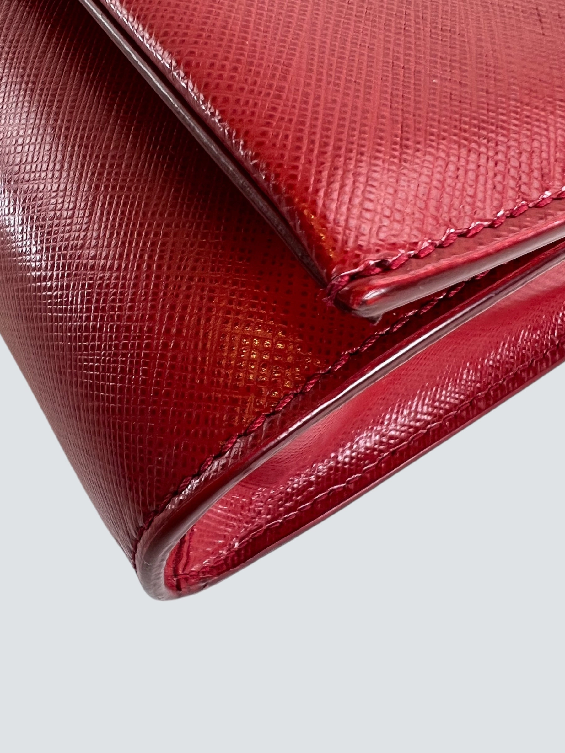 Salvatore Ferragamo Red Leather Crossbody Clutch