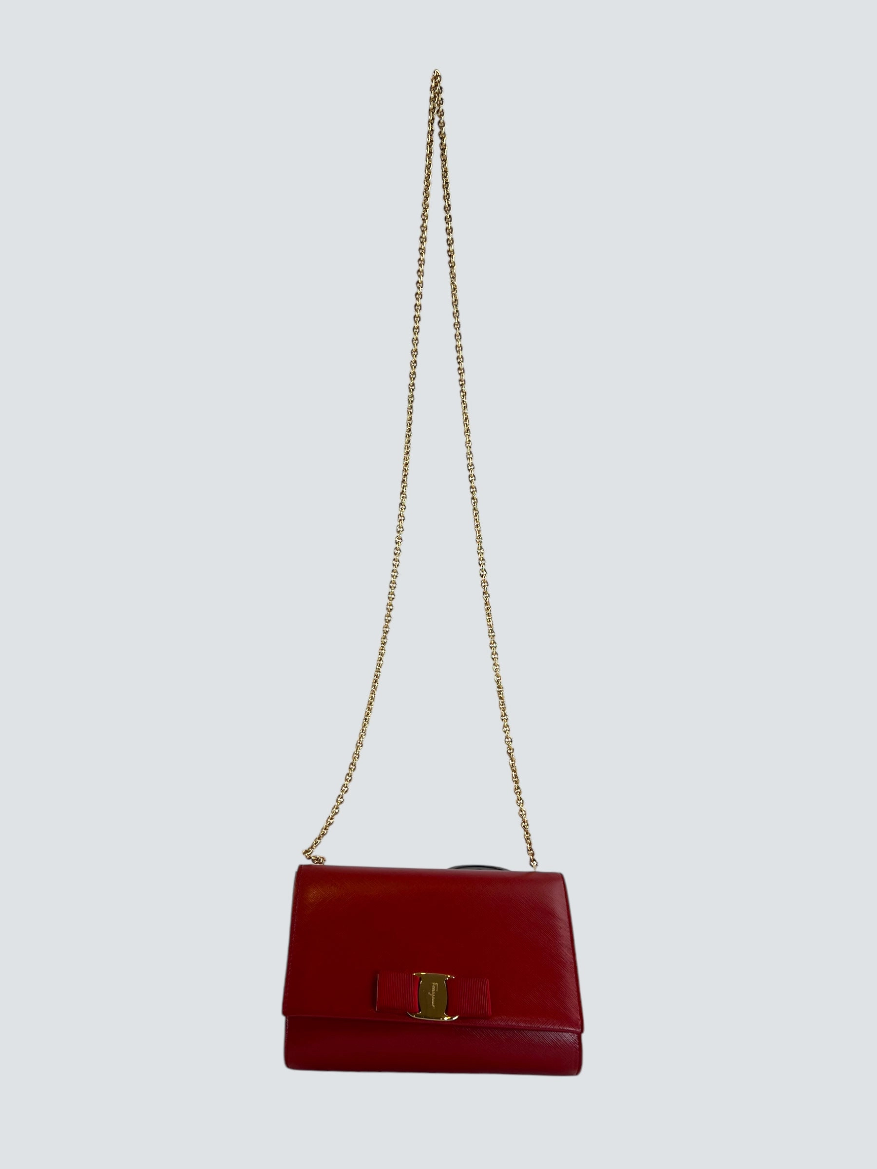 Salvatore Ferragamo Red Leather Crossbody Clutch