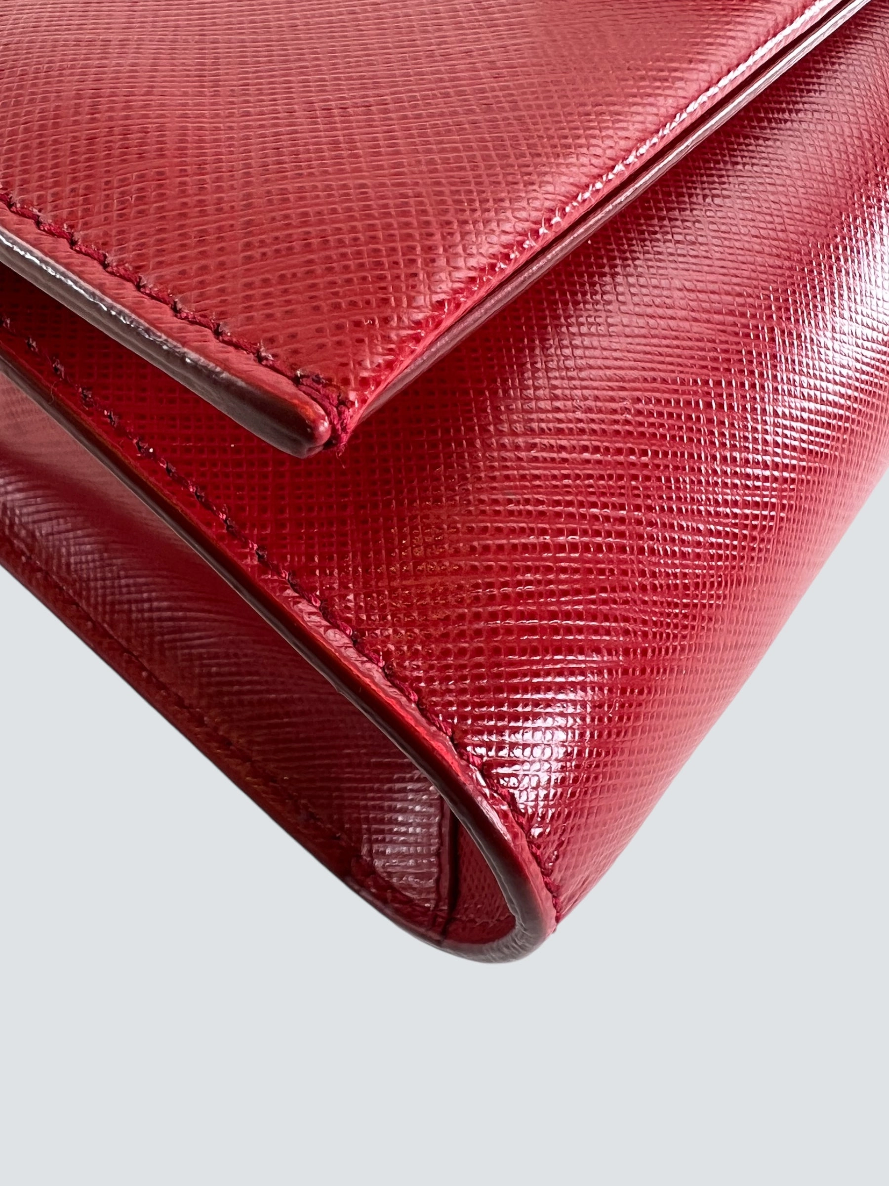 Salvatore Ferragamo Red Leather Crossbody Clutch