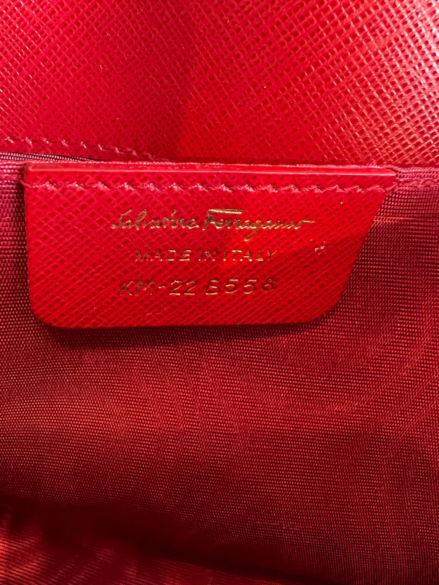 Salvatore Ferragamo Red Leather Crossbody Clutch
