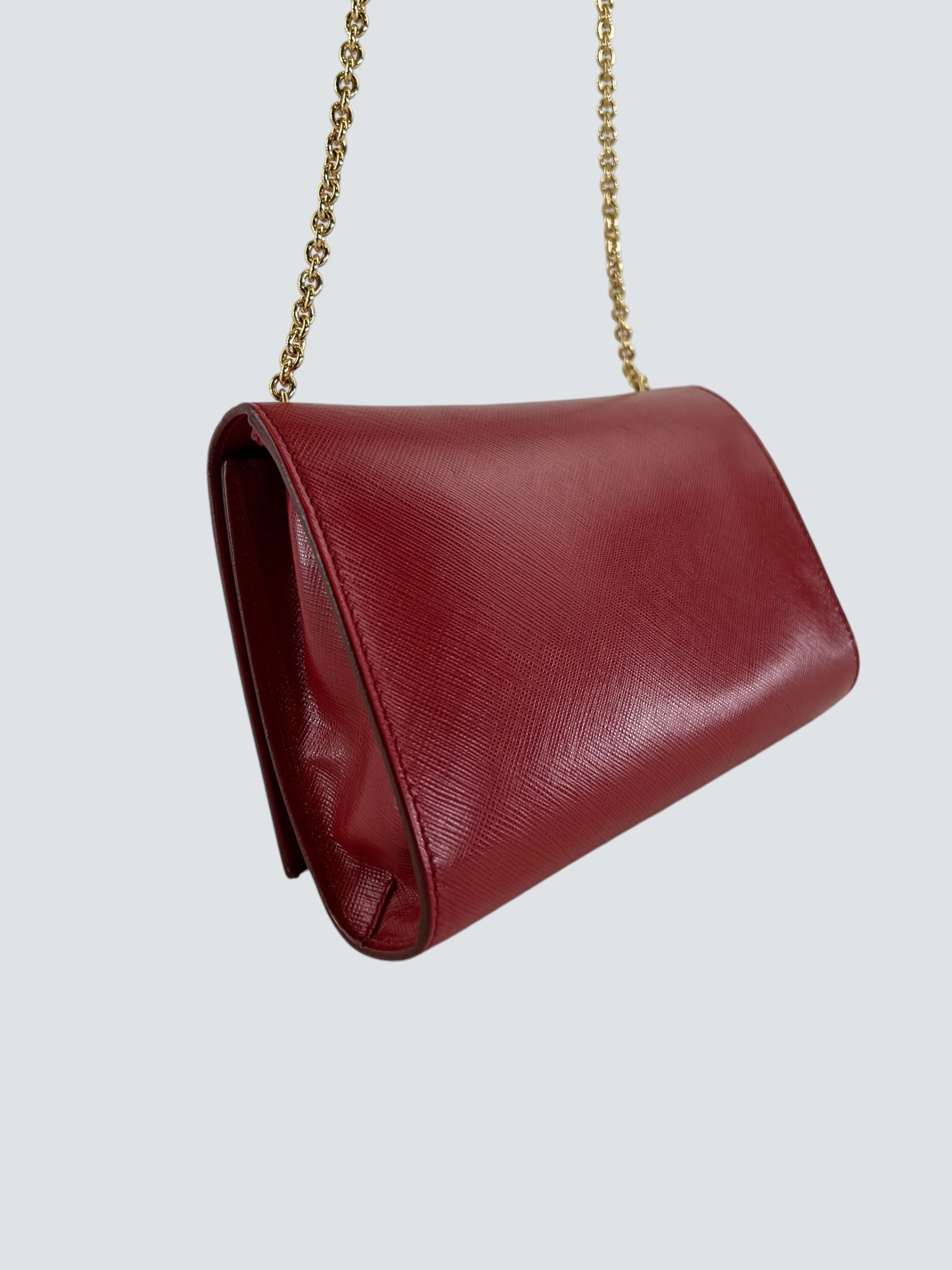 Salvatore Ferragamo Red Leather Crossbody Clutch
