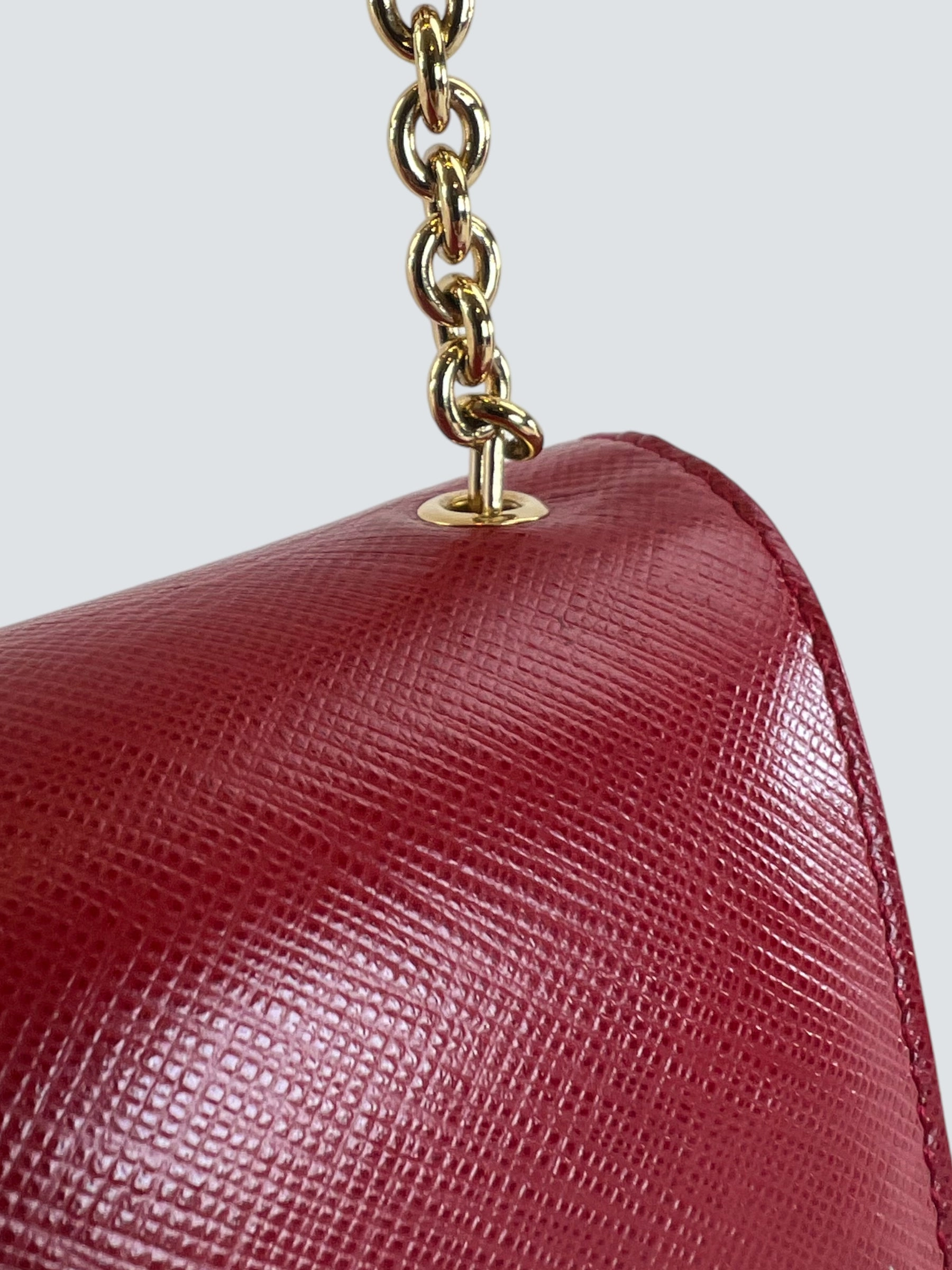 Salvatore Ferragamo Red Leather Crossbody Clutch