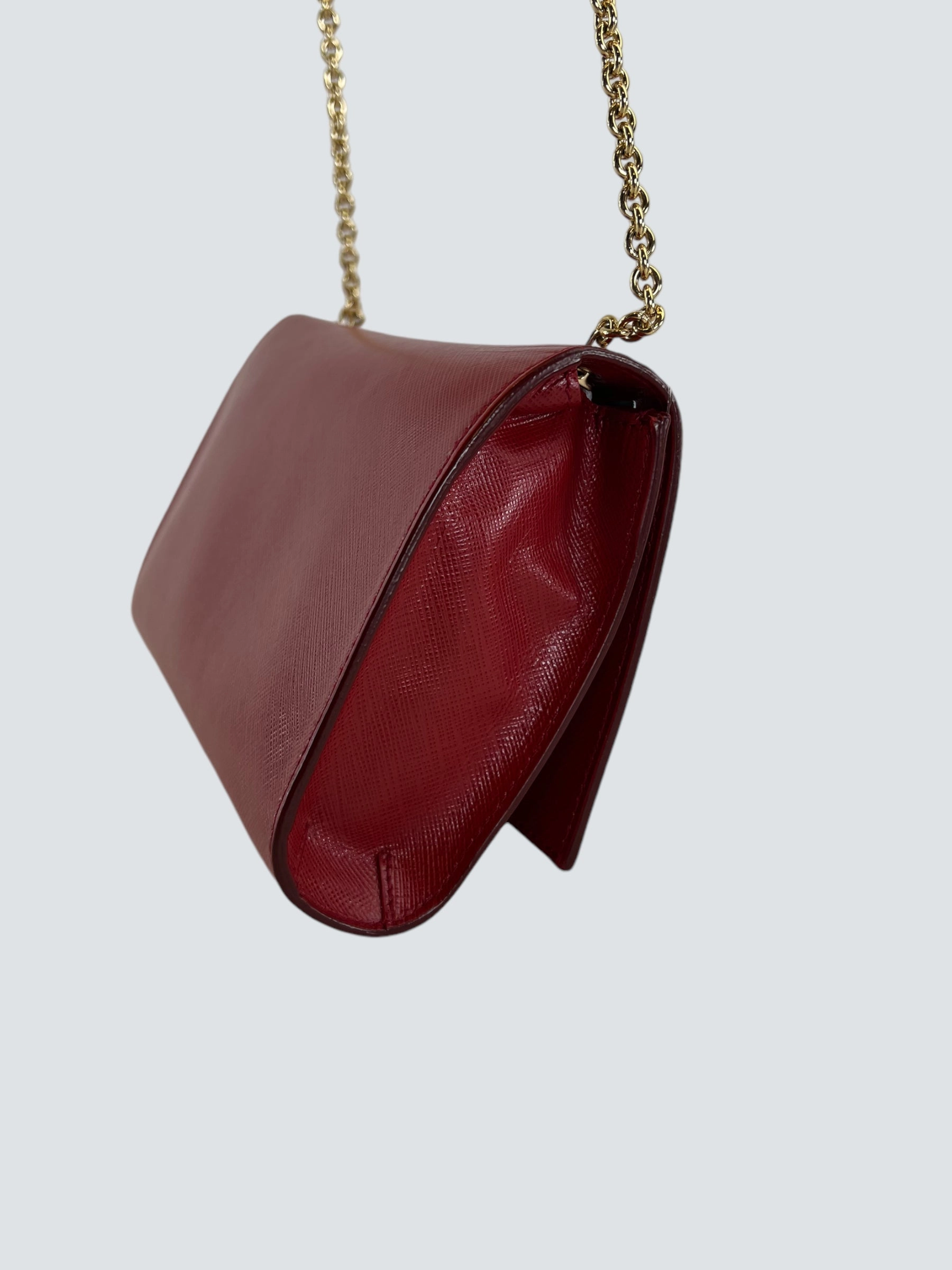 Salvatore Ferragamo Red Leather Crossbody Clutch