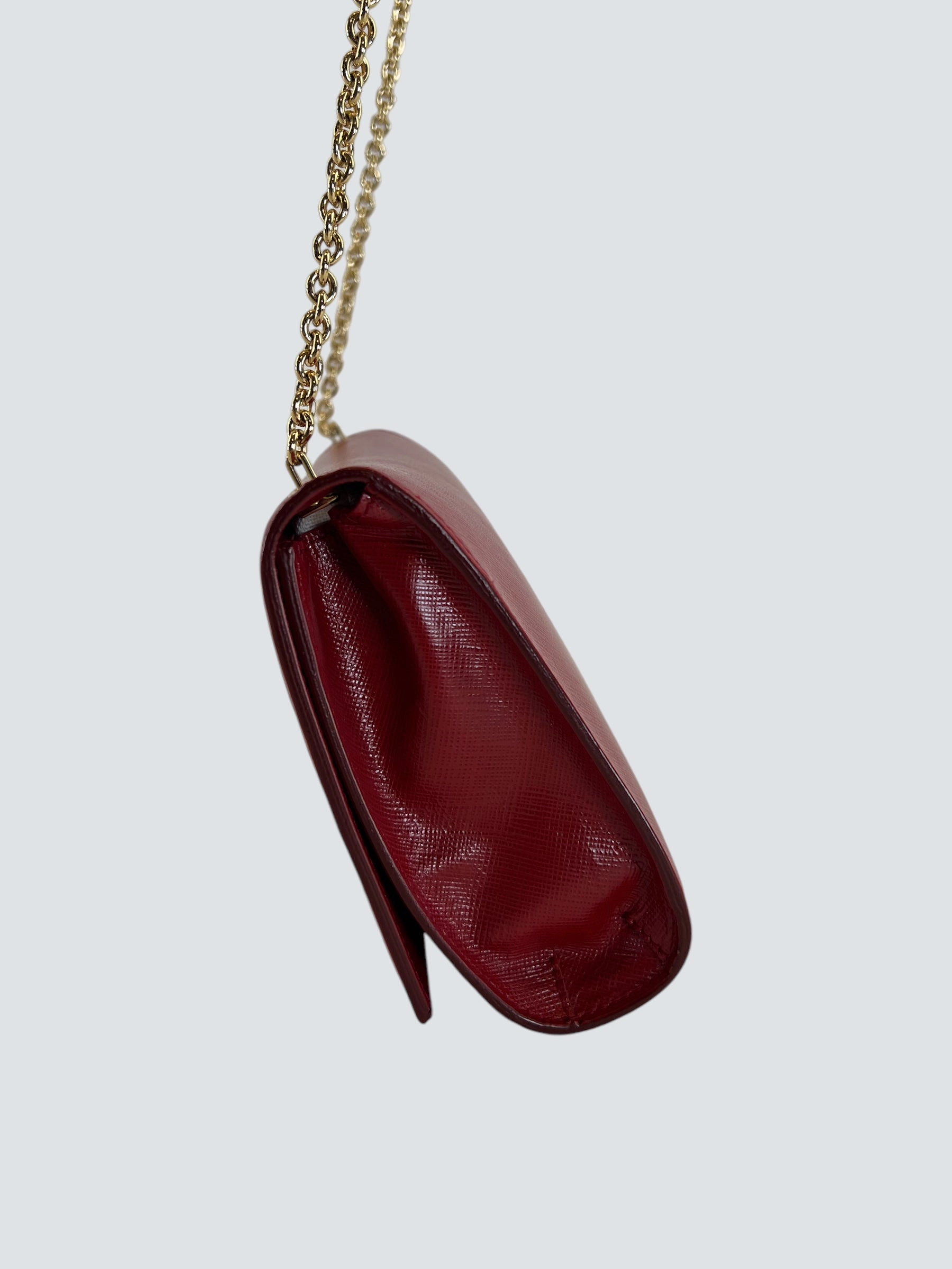 Salvatore Ferragamo Red Leather Crossbody Clutch