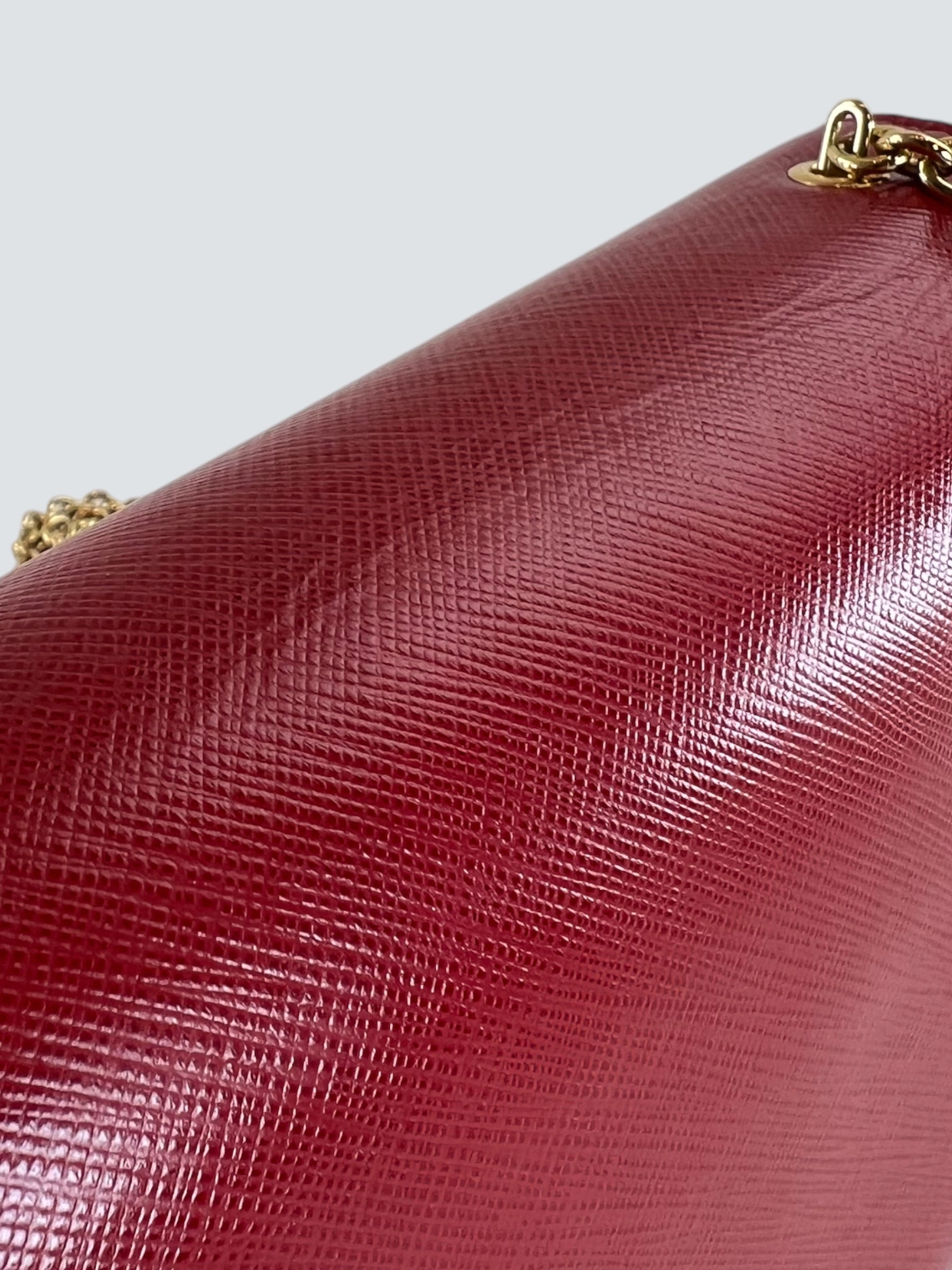 Salvatore Ferragamo Red Leather Crossbody Clutch