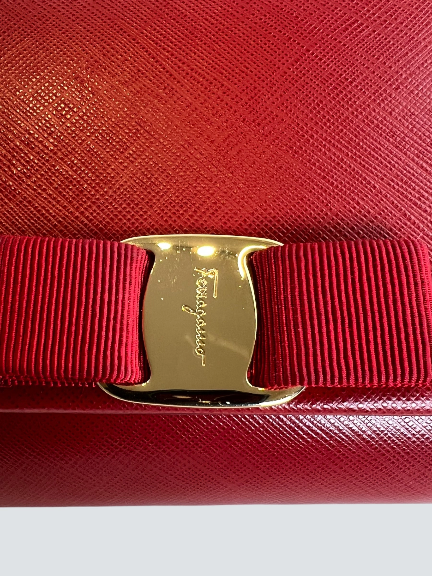 Salvatore Ferragamo Red Leather Crossbody Clutch