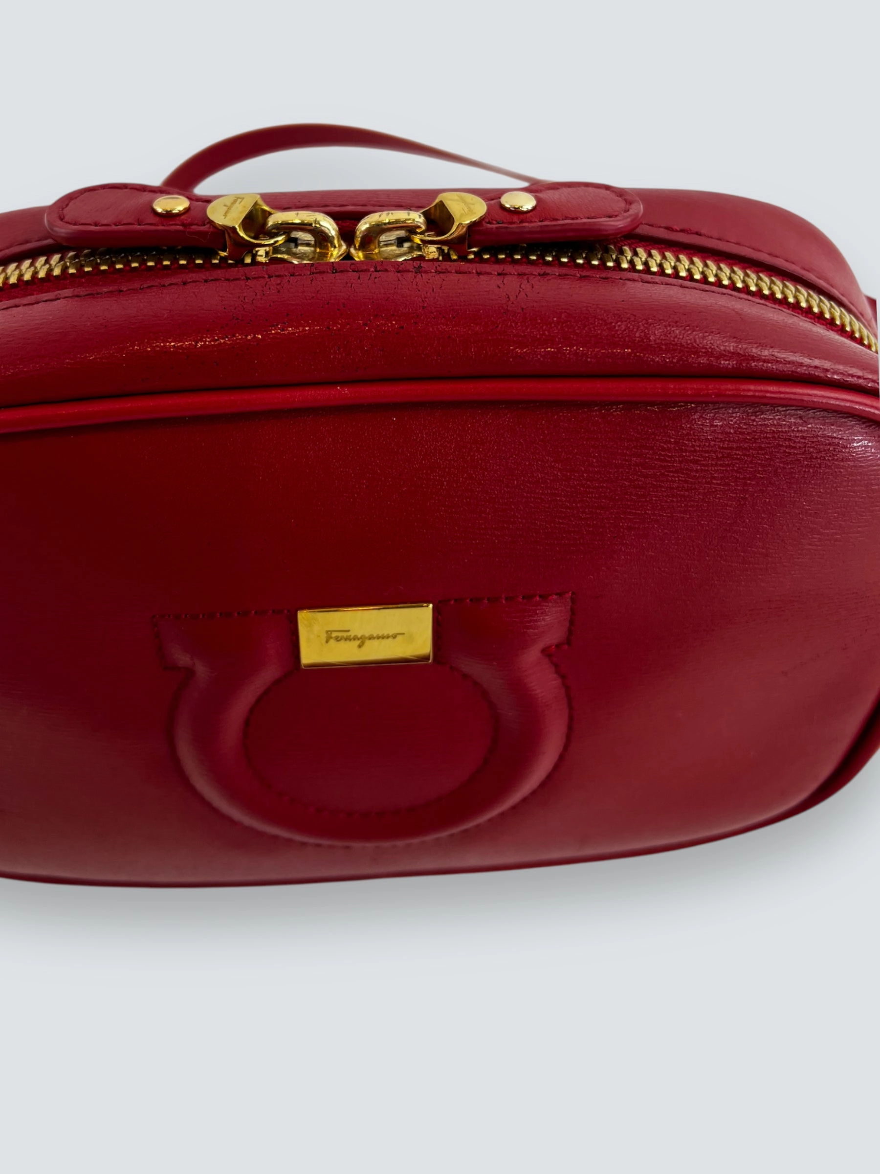 Salvatore Ferragamo Red Leather Shoulder Bag