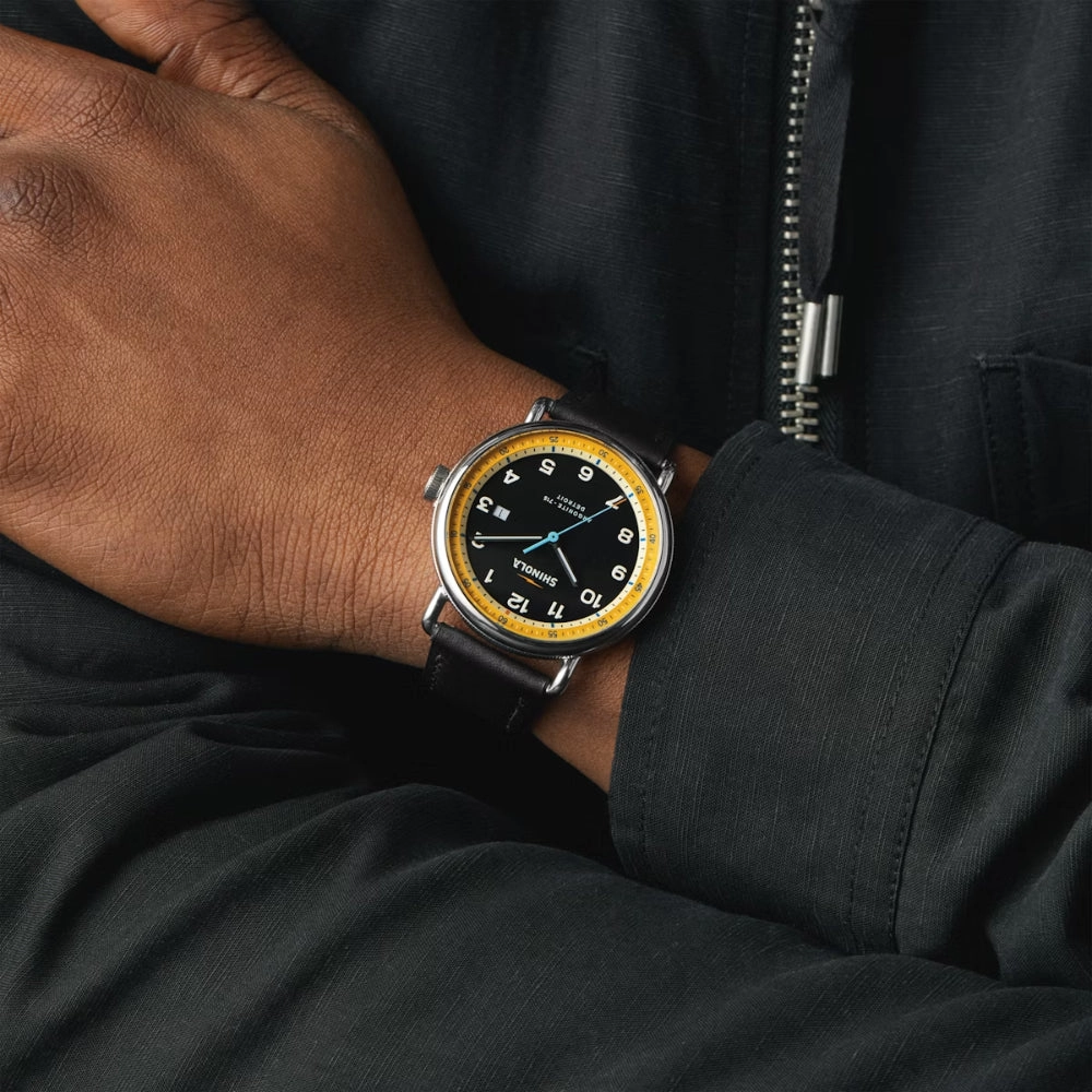 Shinola The Canfield Model C56 43mm, Black & Yellow Dial