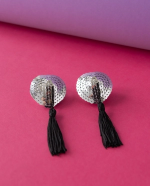 Silver Sequin Tassel Nipple Pasties