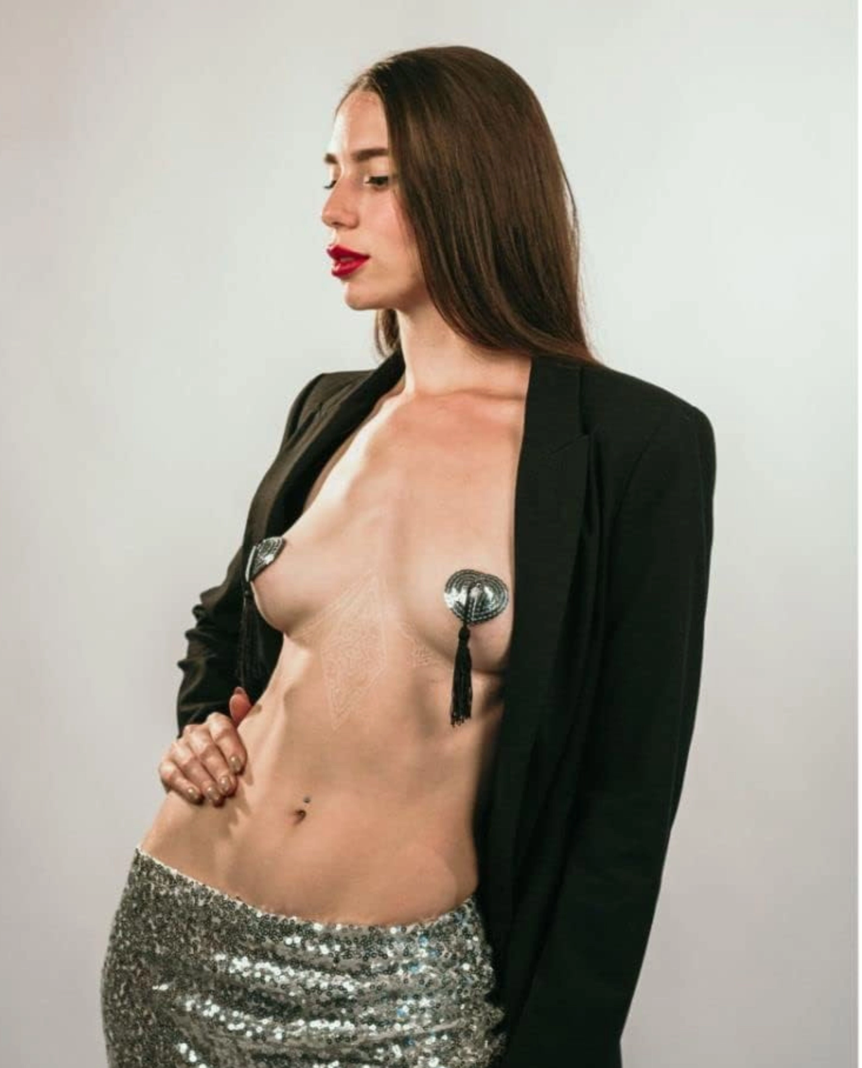 Silver Sequin Tassel Nipple Pasties